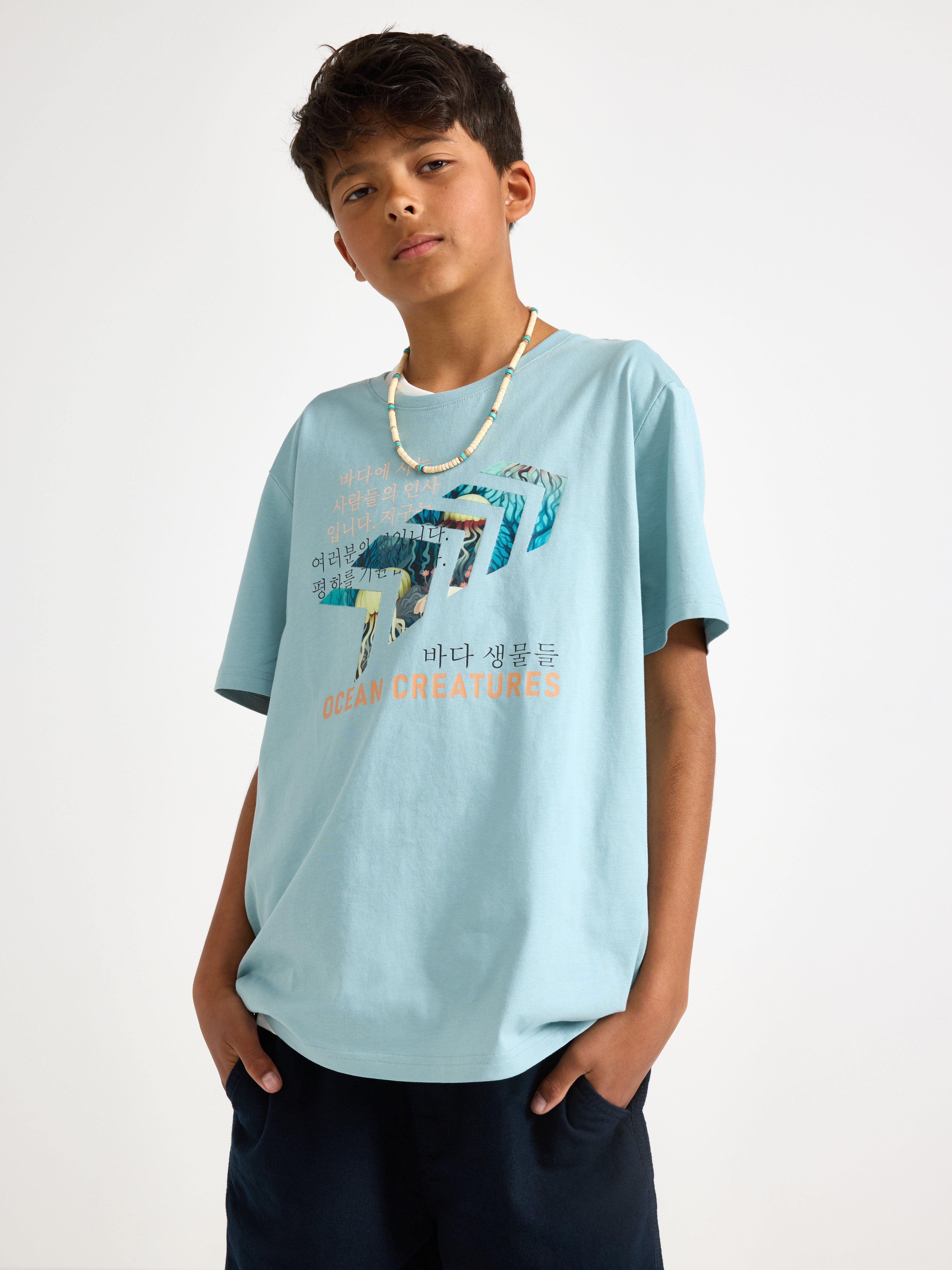 T-shirt - Barn - Turkos