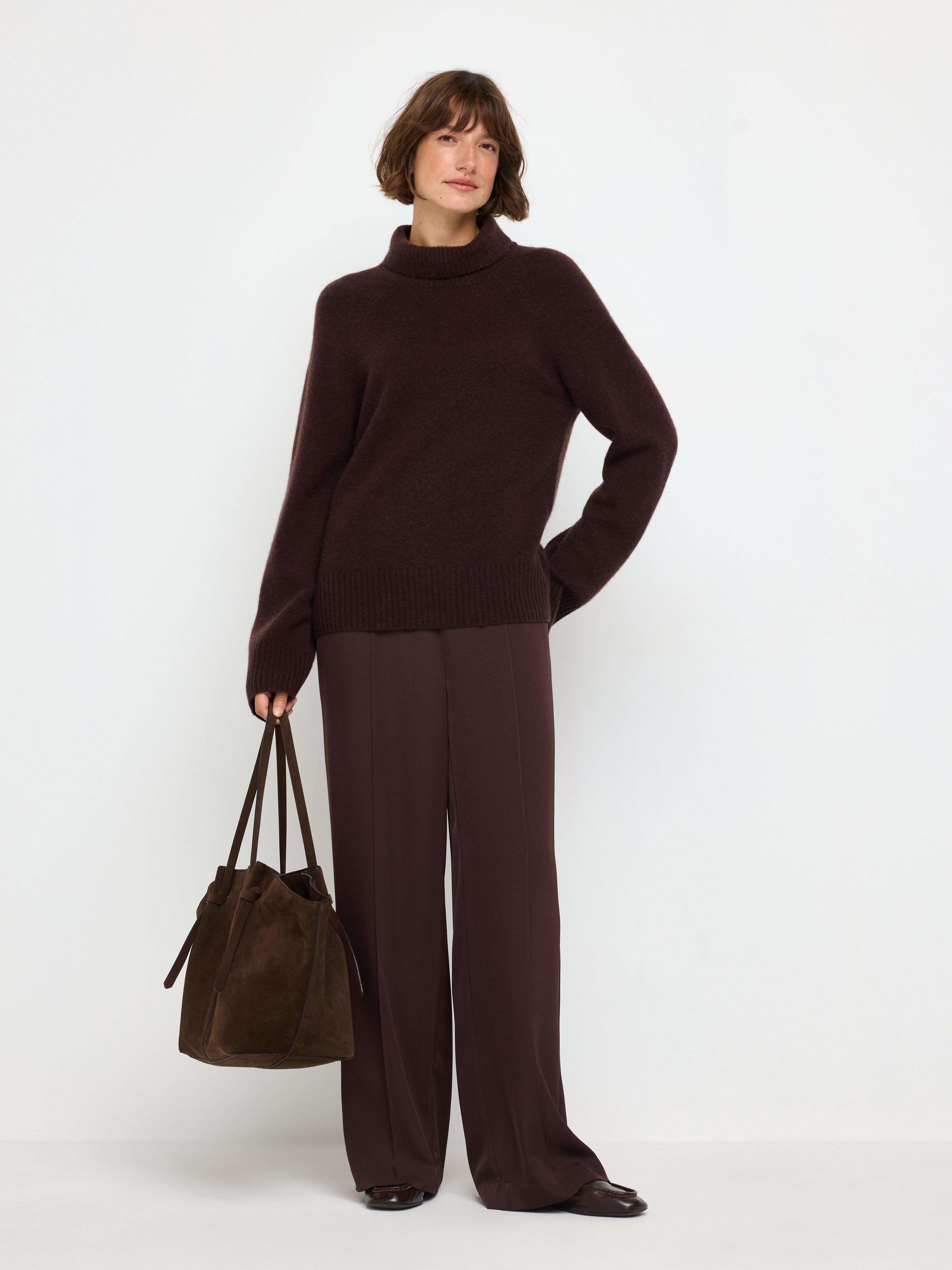 Høyhalset genser - Dame - Brun