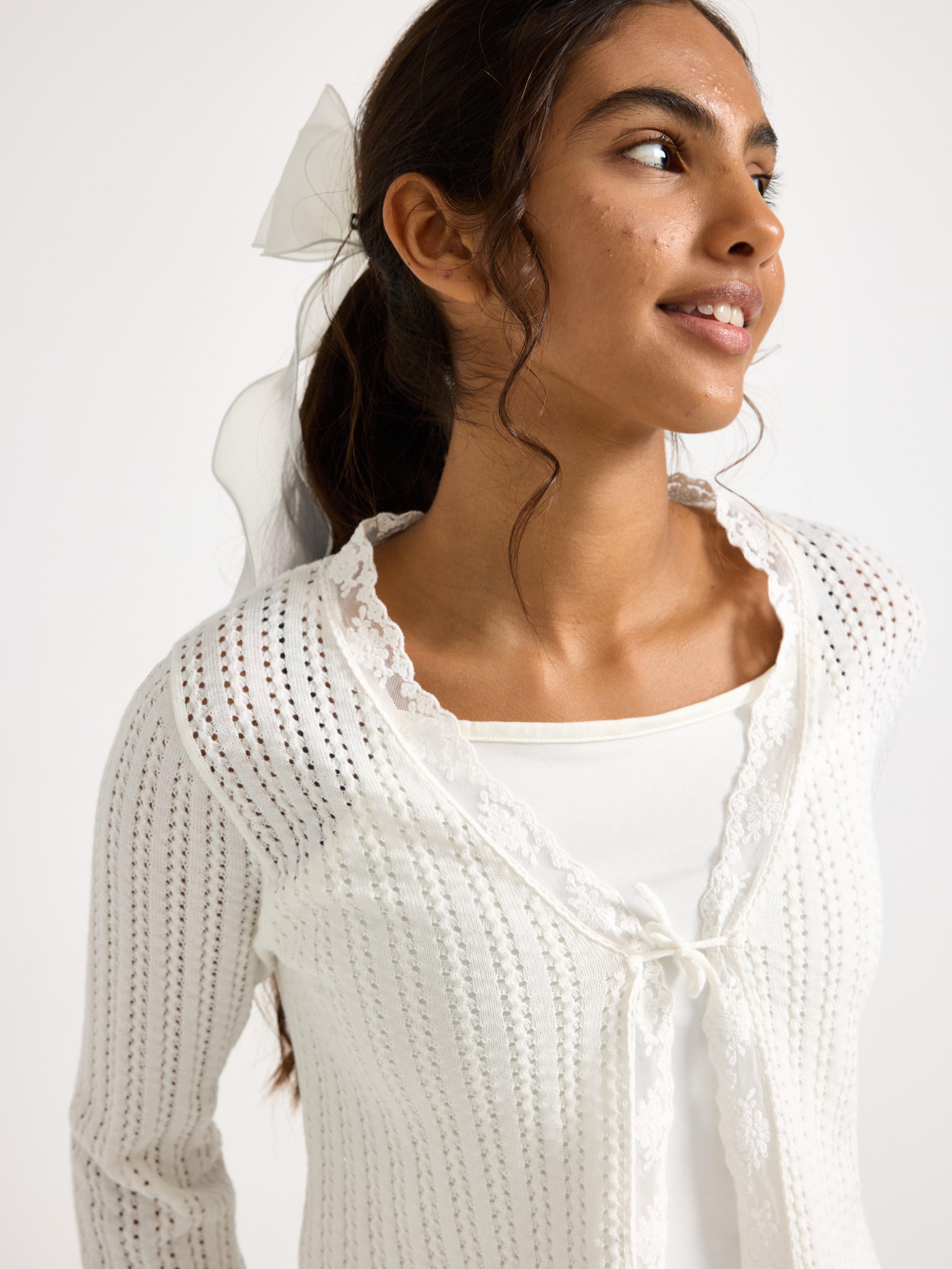 Cardigan - Børn - Hvid