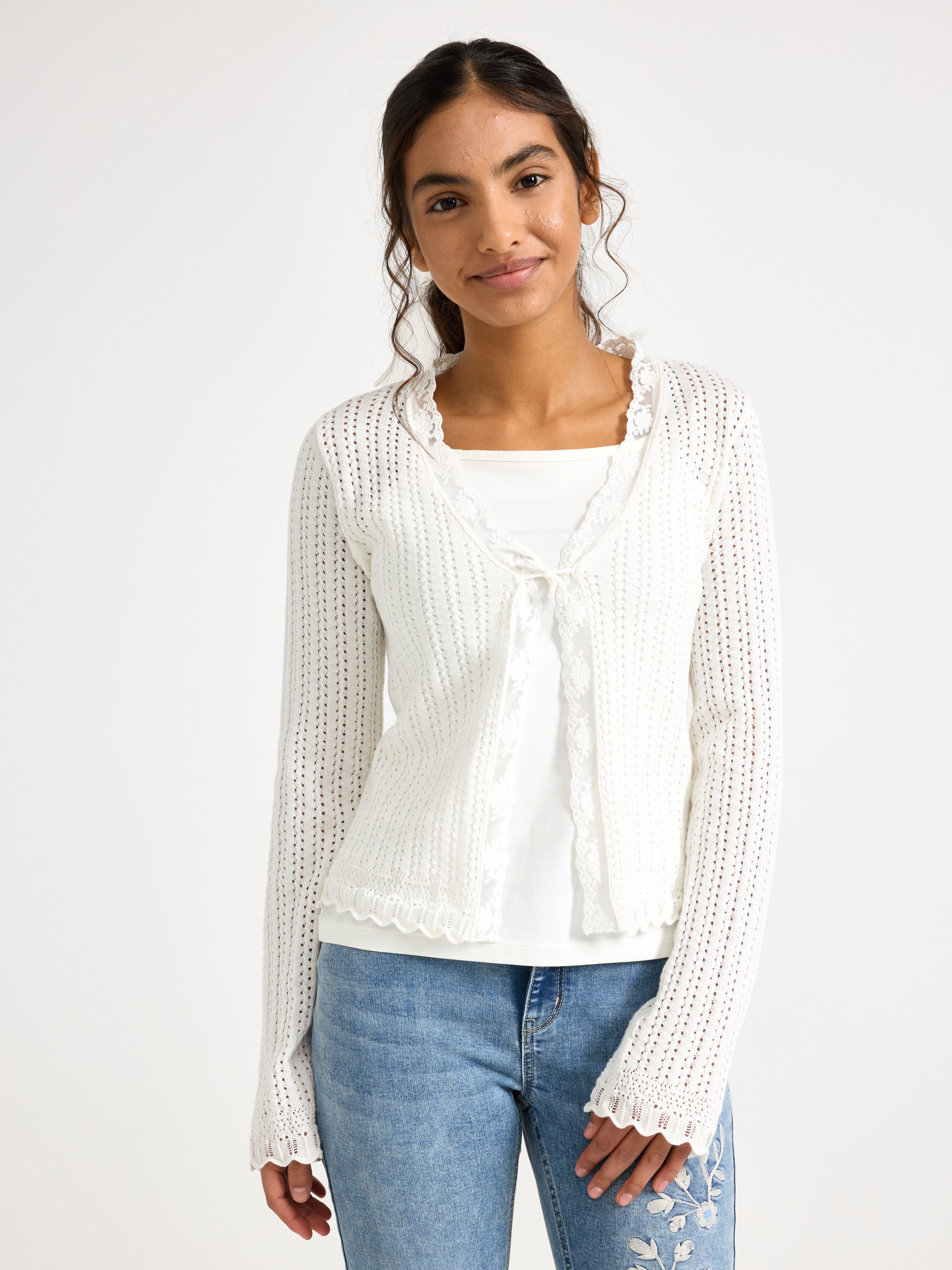 Cardigan - Barn - Vit