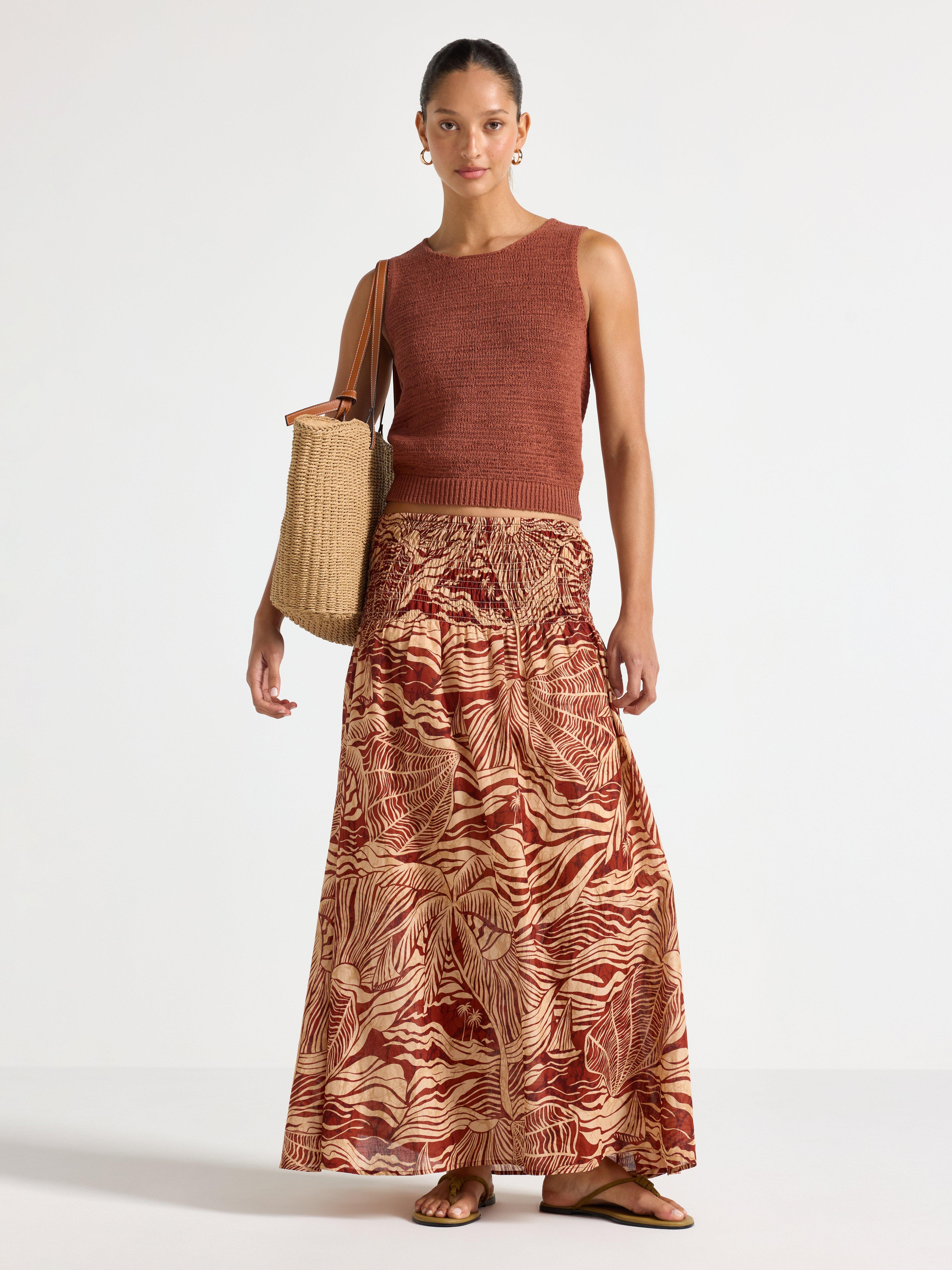 Maxi-nederdel - Dame - Brun