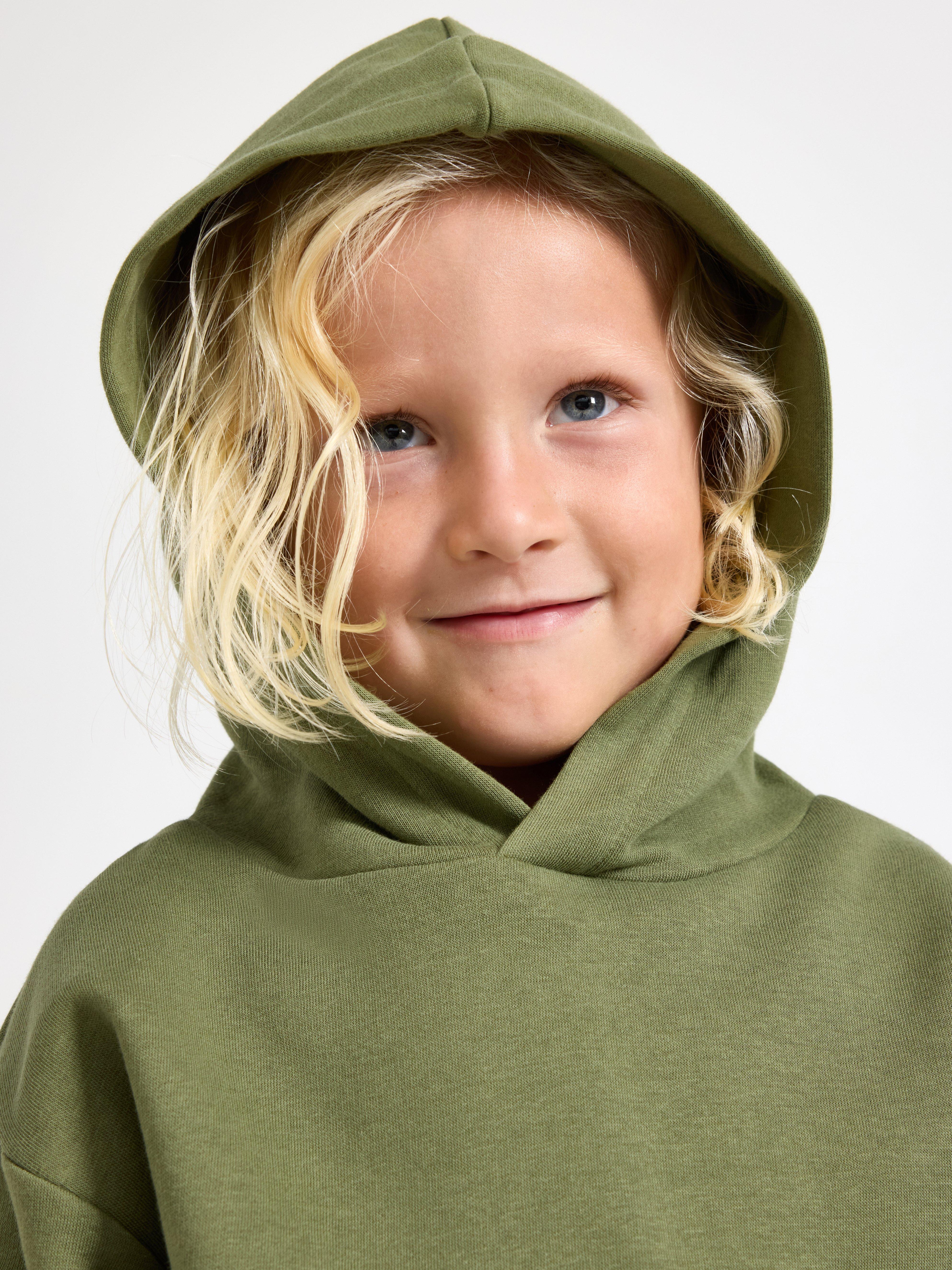 Sweatshirt med hætte - Børn - Lime