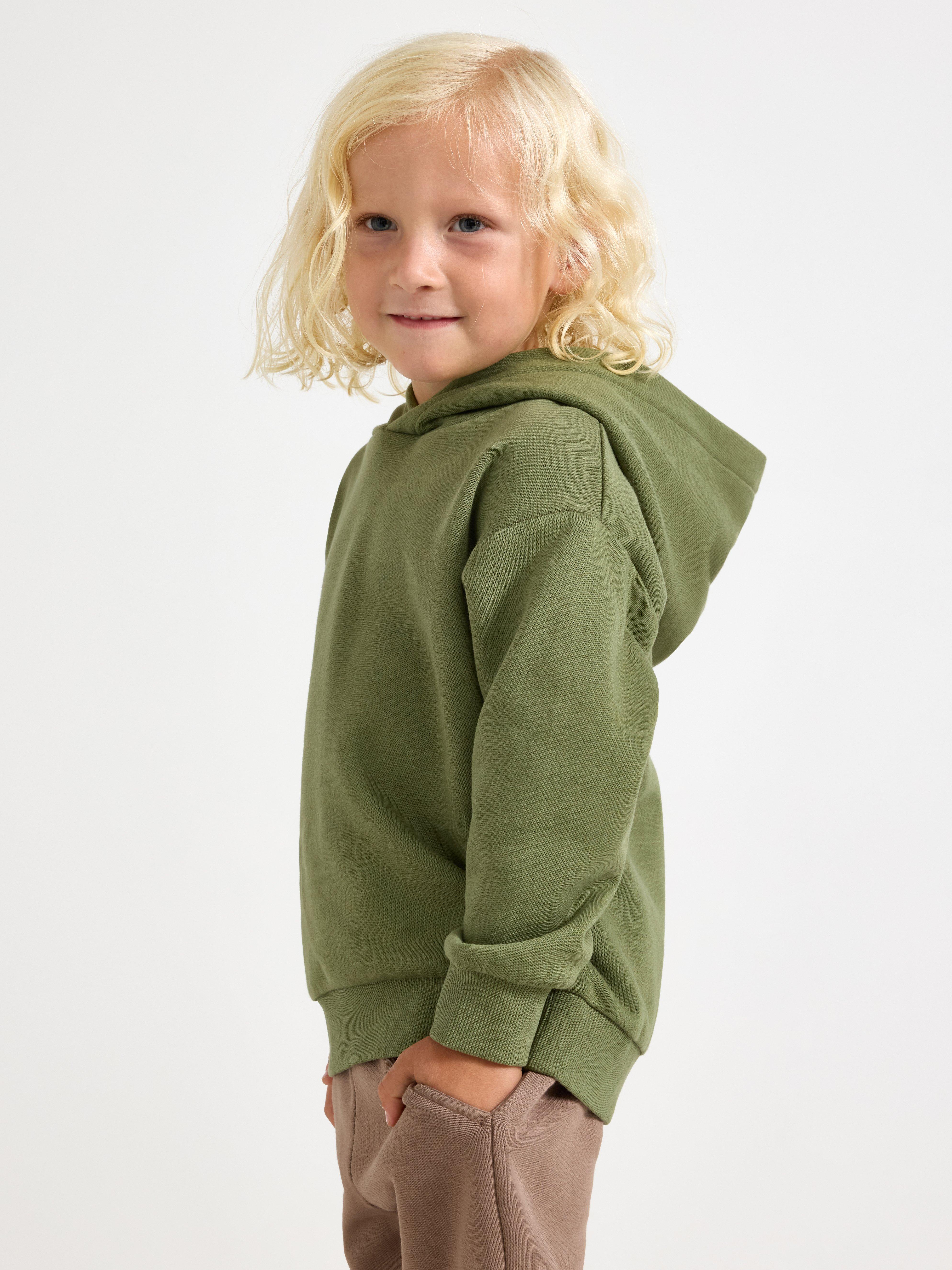 Sweatshirt med hætte - Børn - Lime