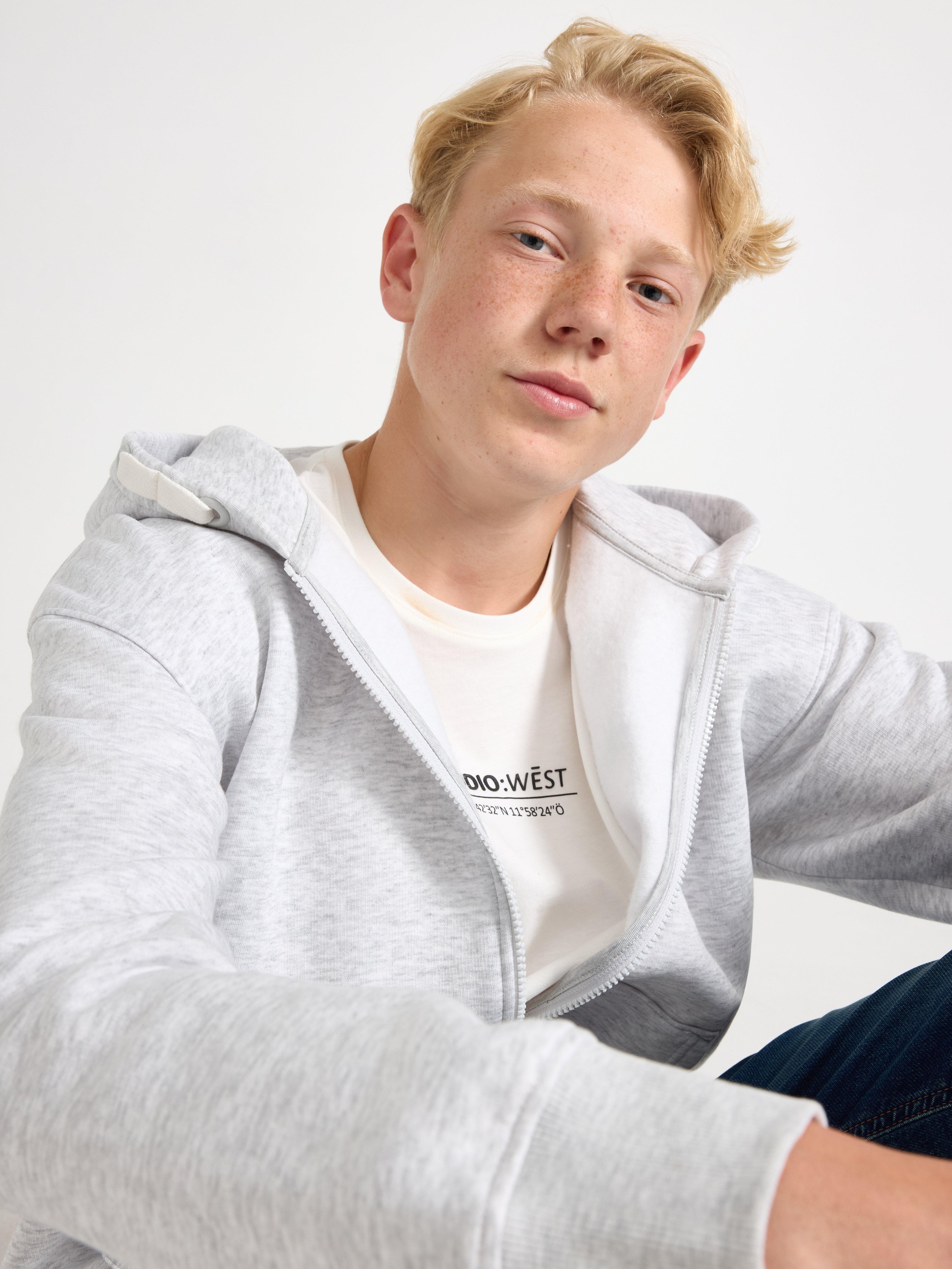 Sweatshirt med hætte - Børn - Grå