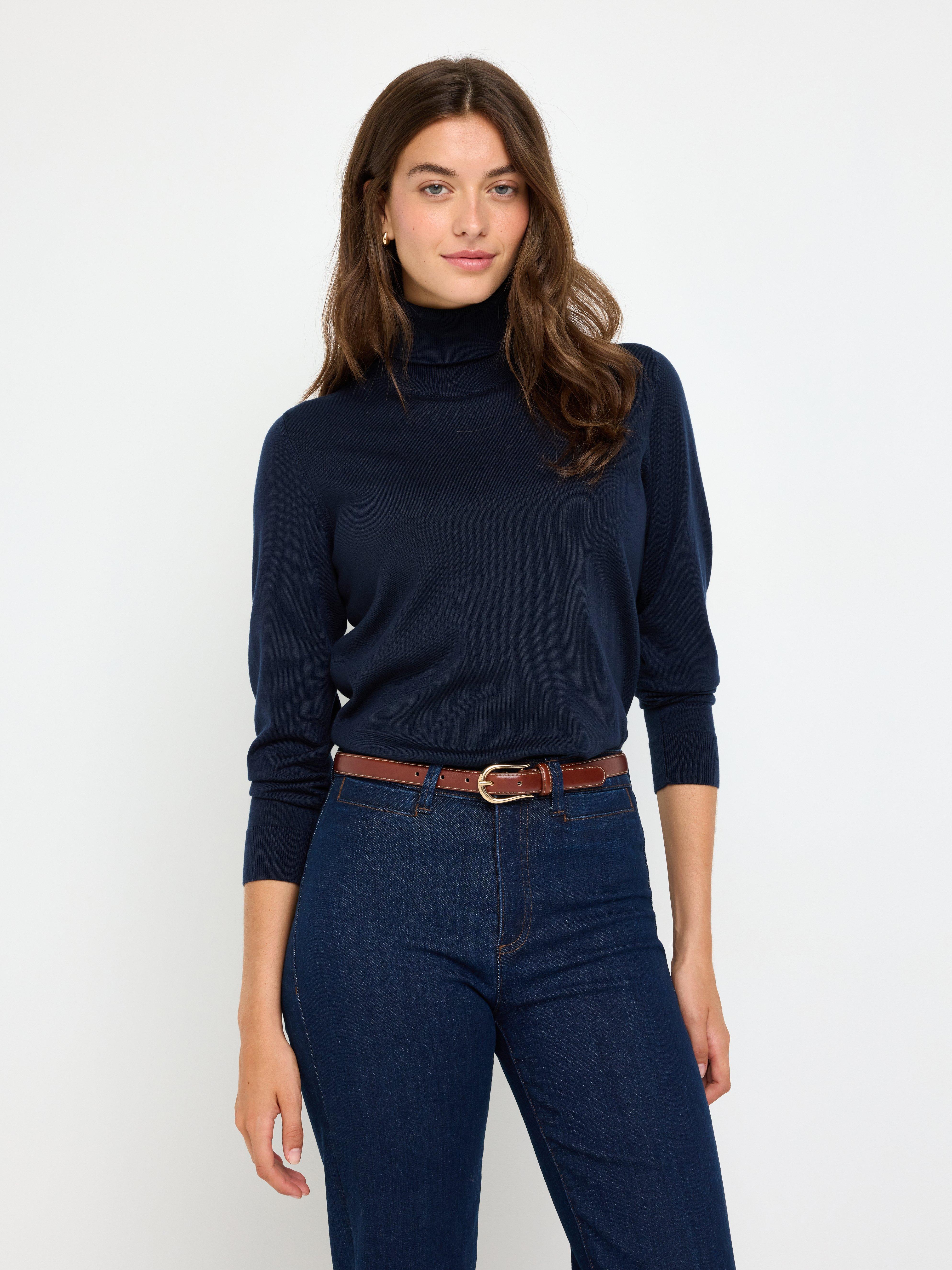 Turtle Neck Sweater - Womens Wear - Blue