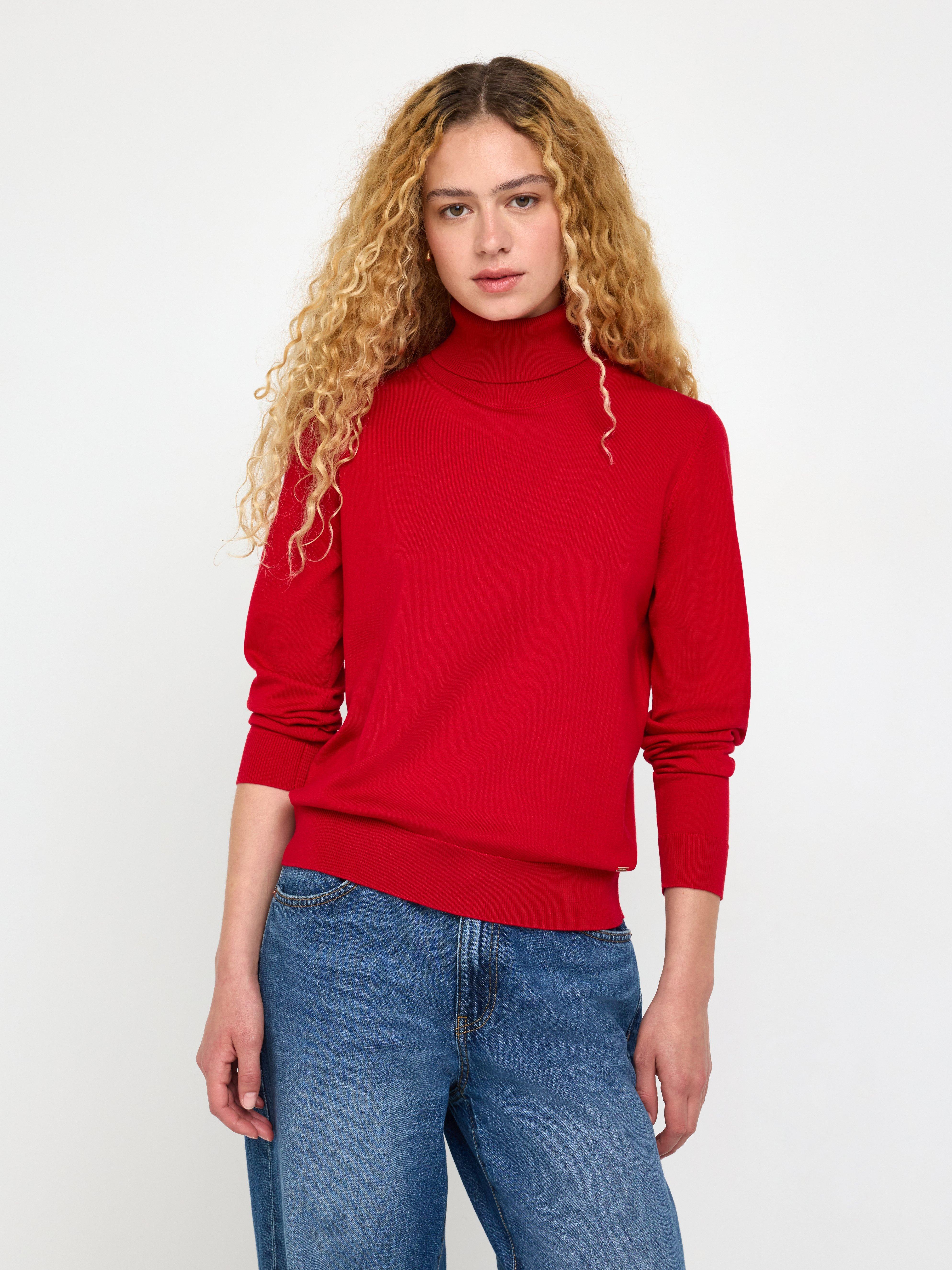 Turtle Neck Sweater - Womens Wear - Red