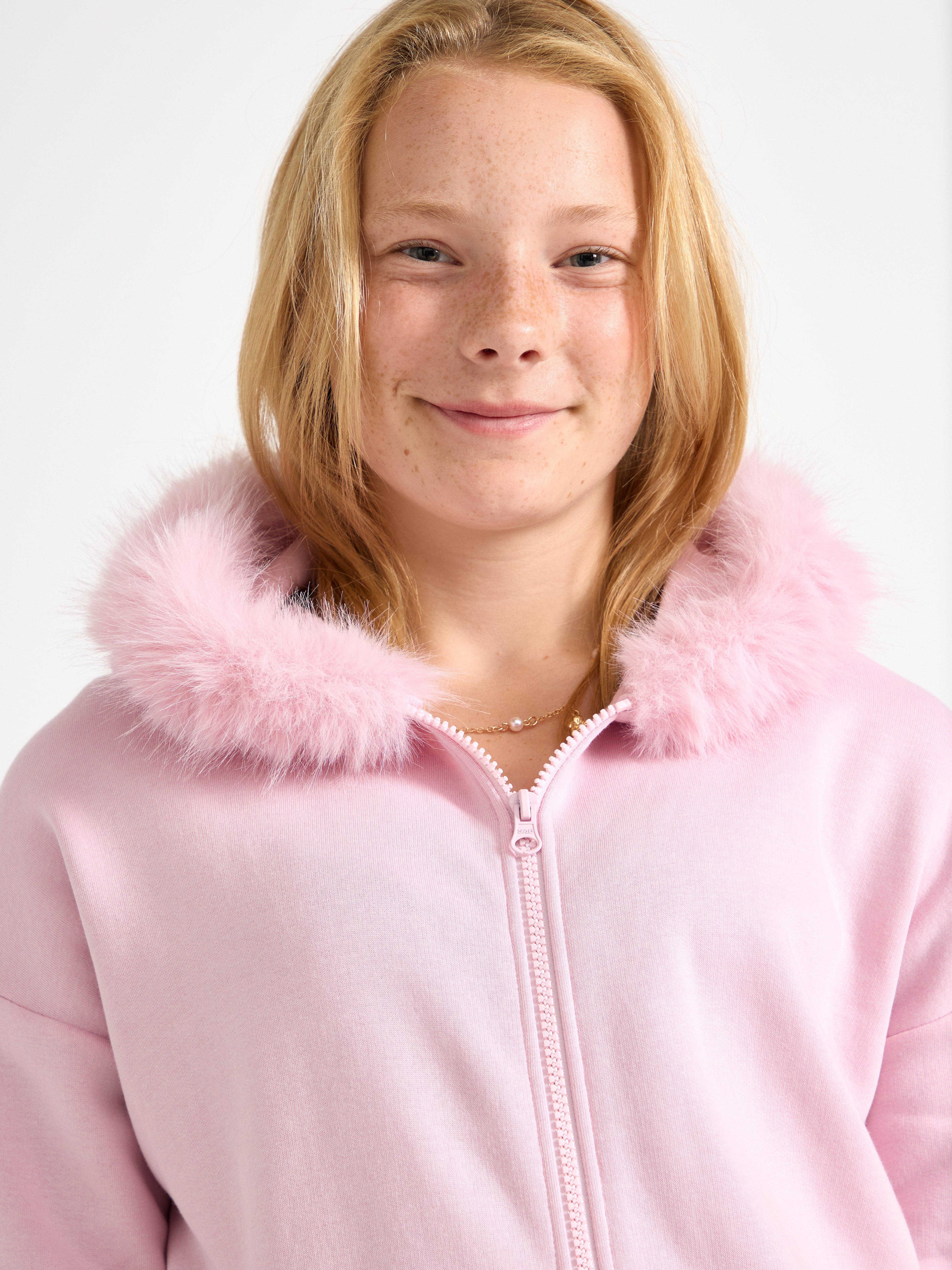 Sweatshirt med hætte - Børn - Lyserød