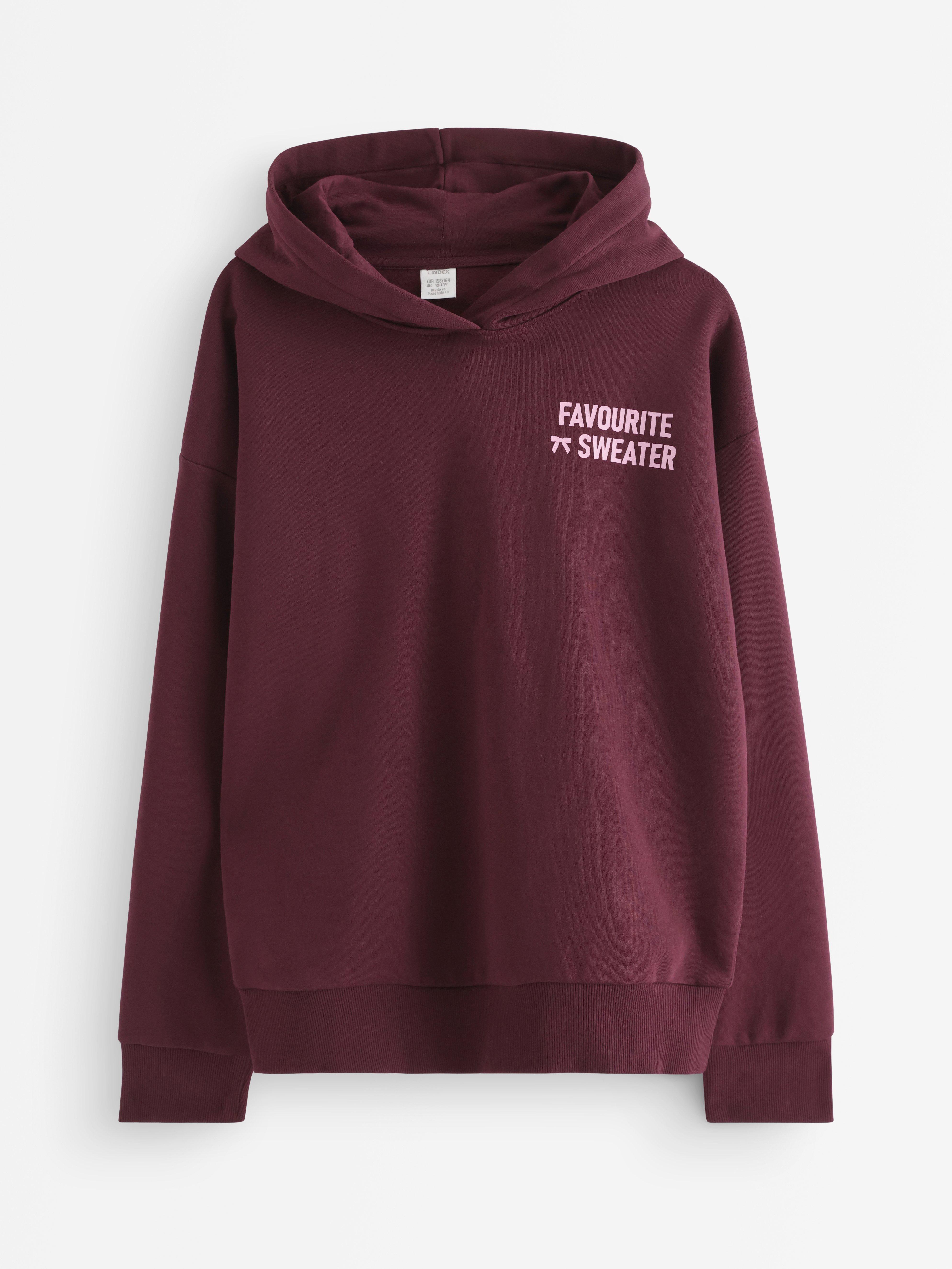 Sweatshirt med hætte -  - Lilla