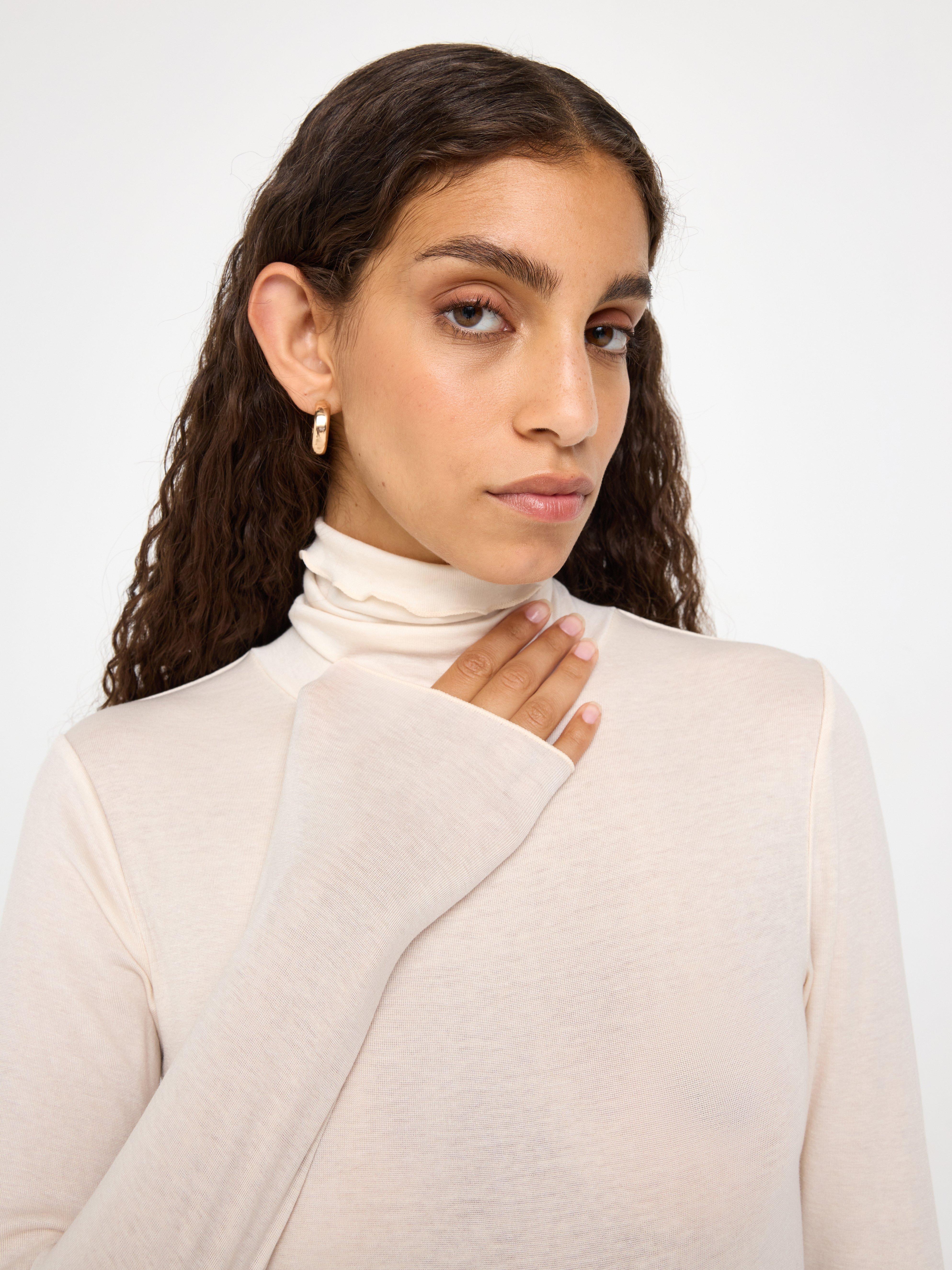 Roller Neck Top - Womens Wear - Beige