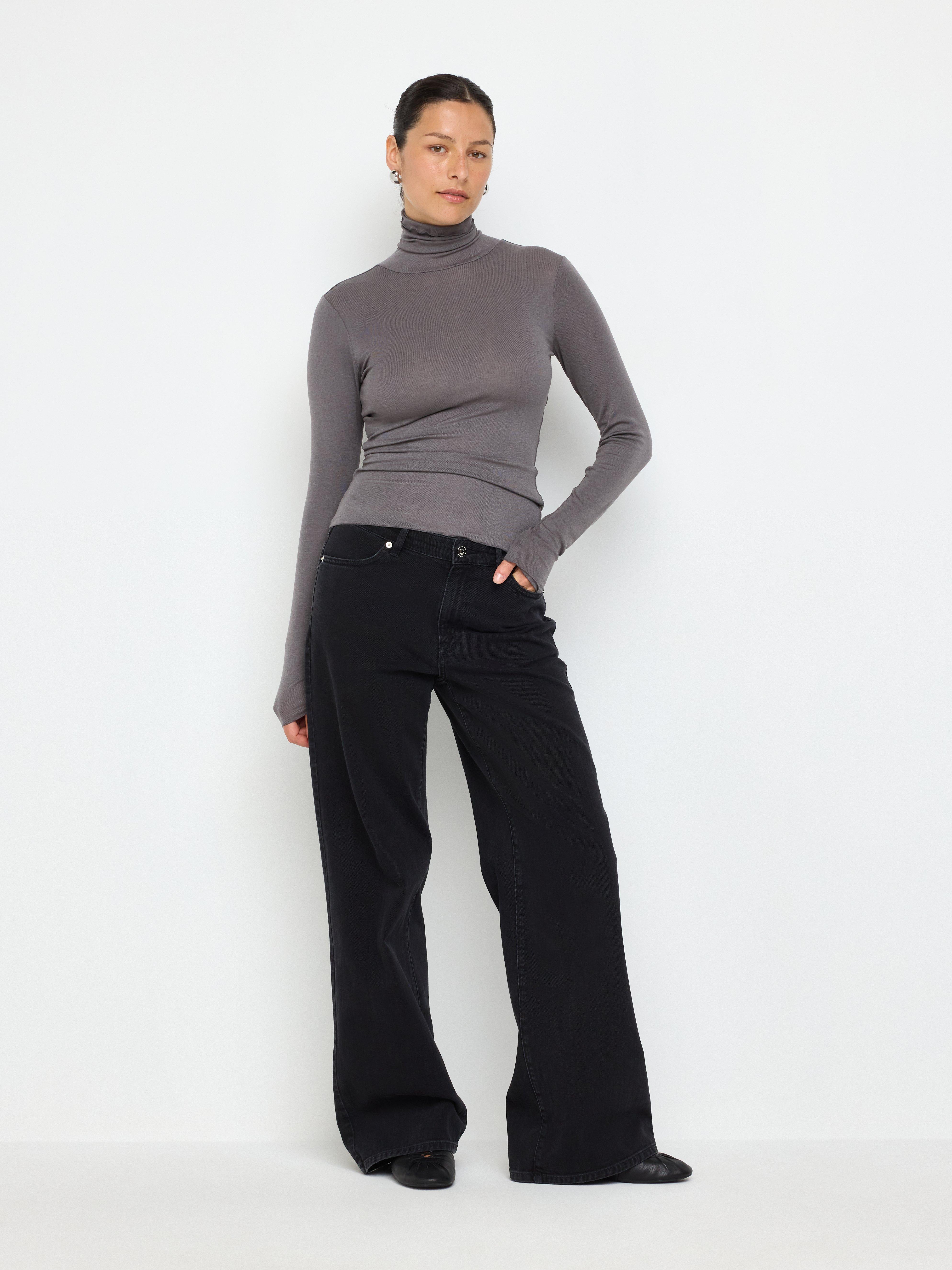 Roller Neck Top - Womens Wear - Grey