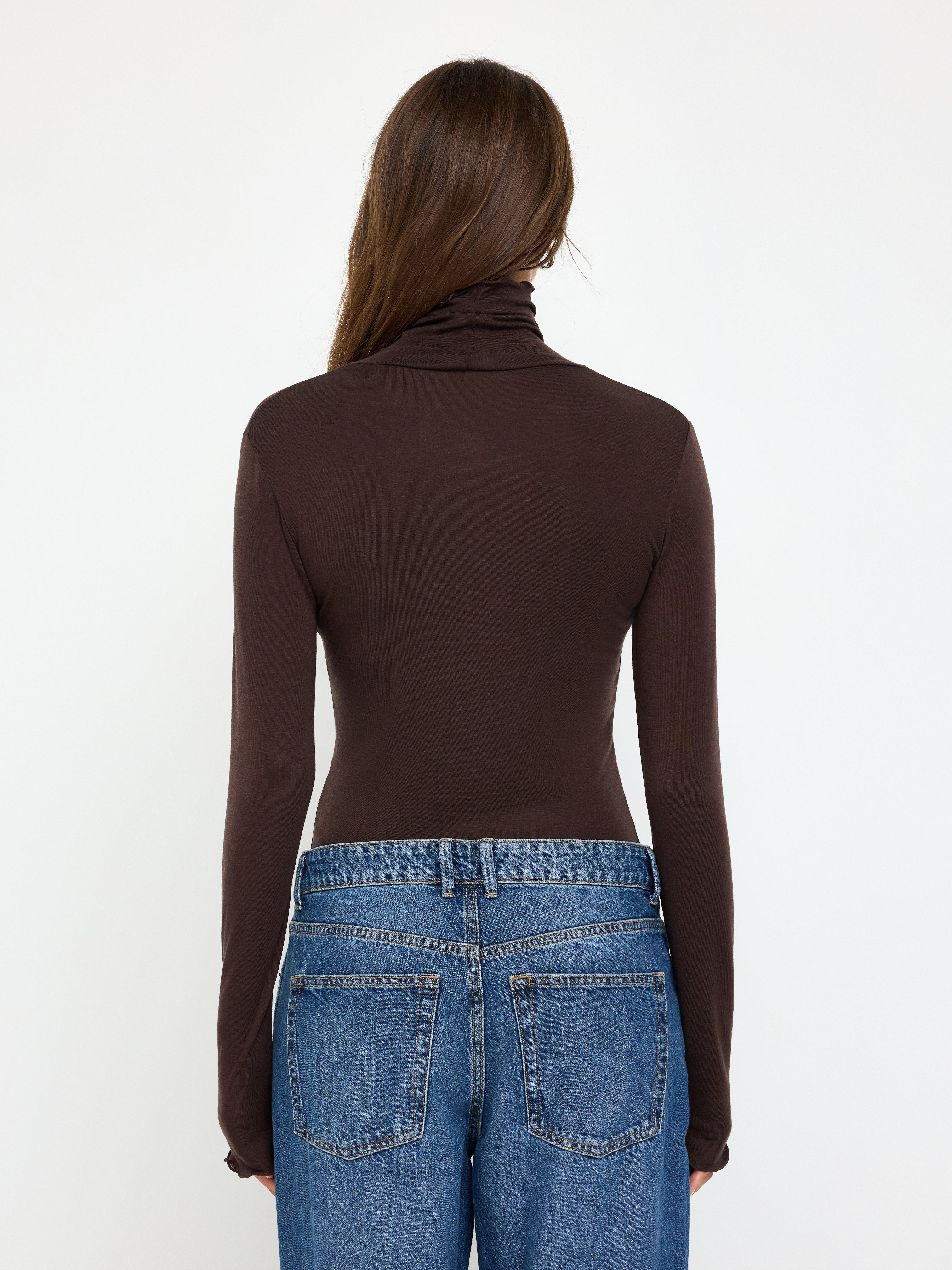 Roller Neck Top - Womens Wear - Brown