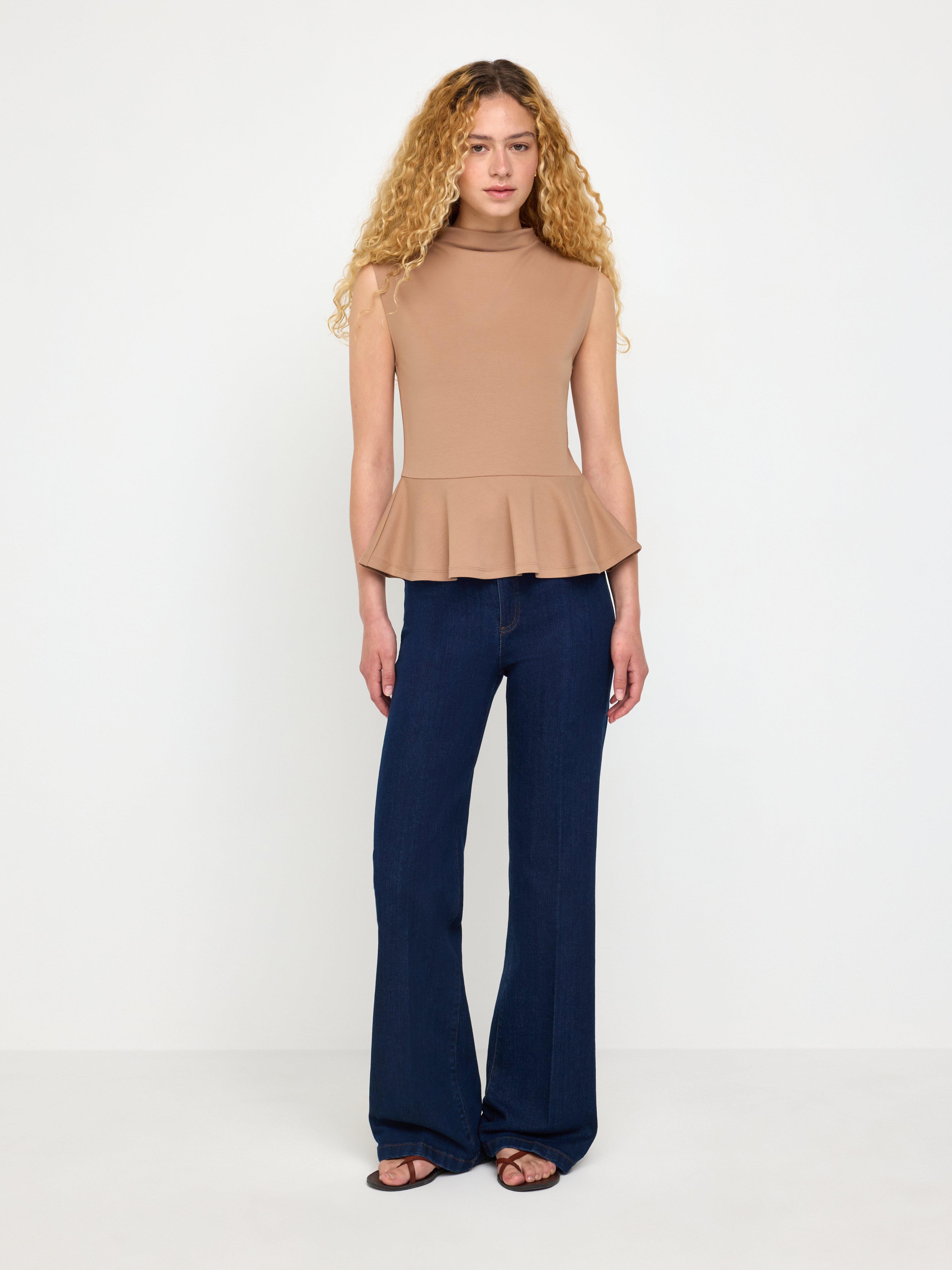 Peplum top - Ženy - Béžová