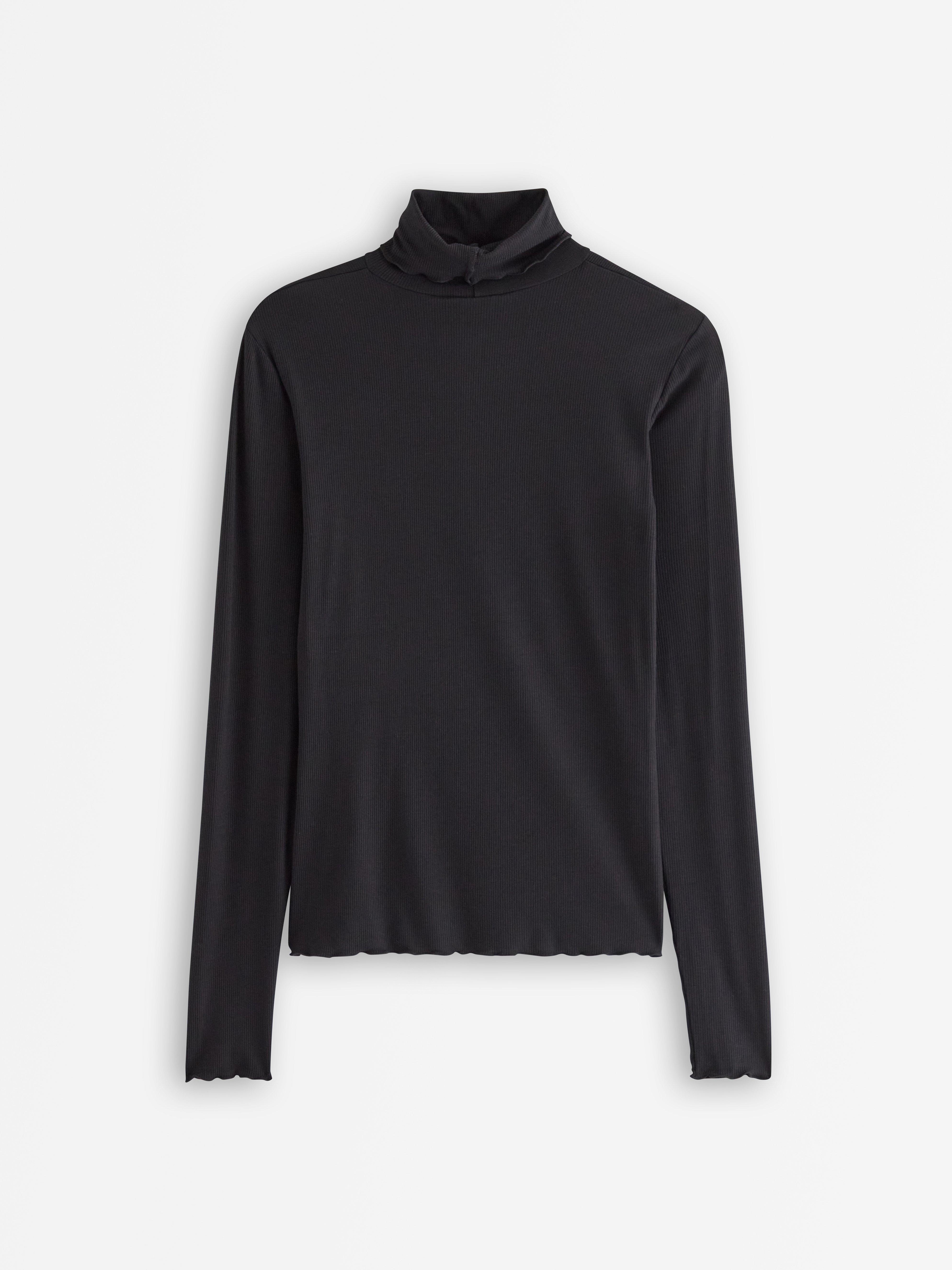 Top med rullekrave - Dame - Sort