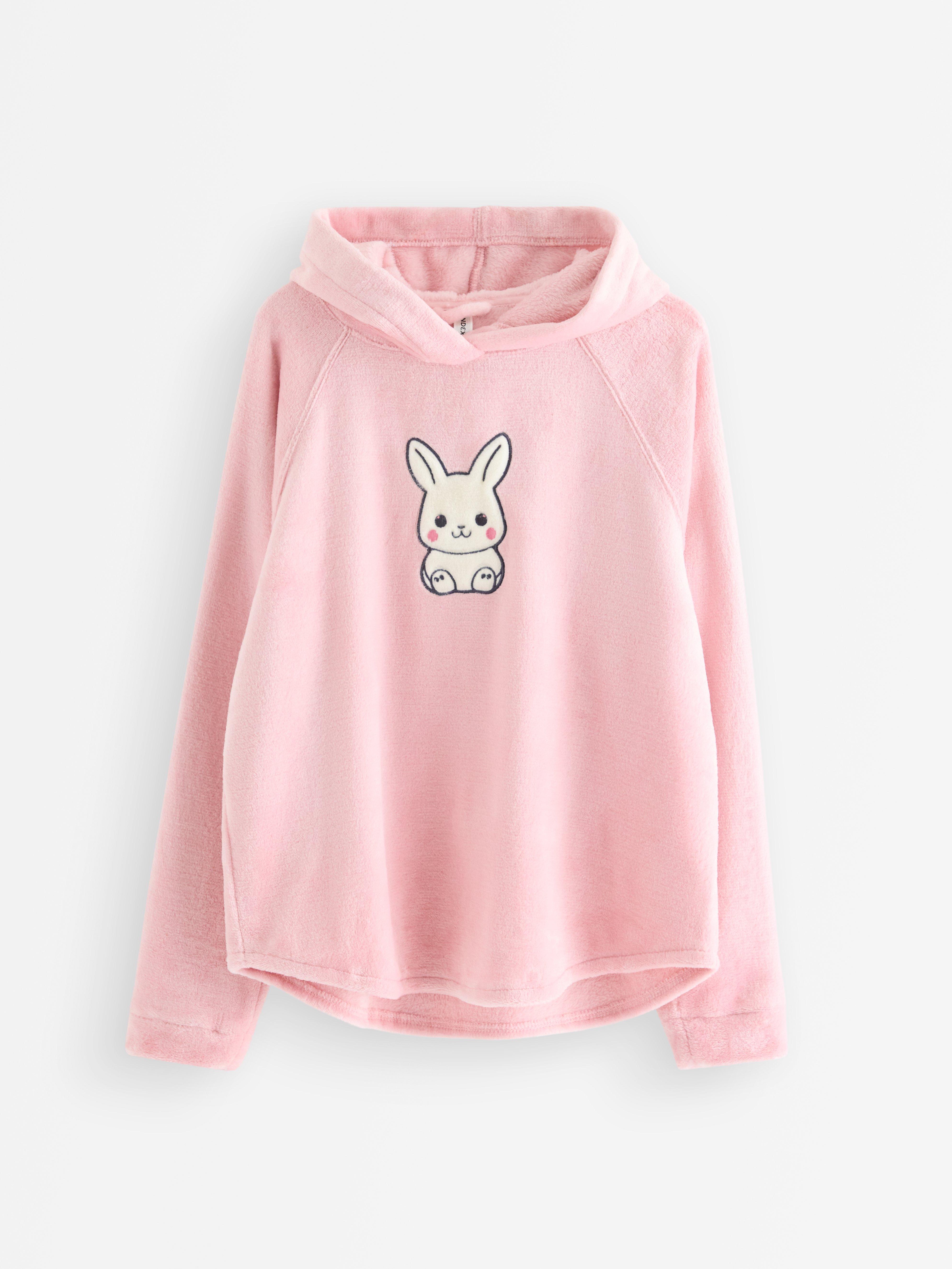 Sweatshirt med hætte -  - Lyserød