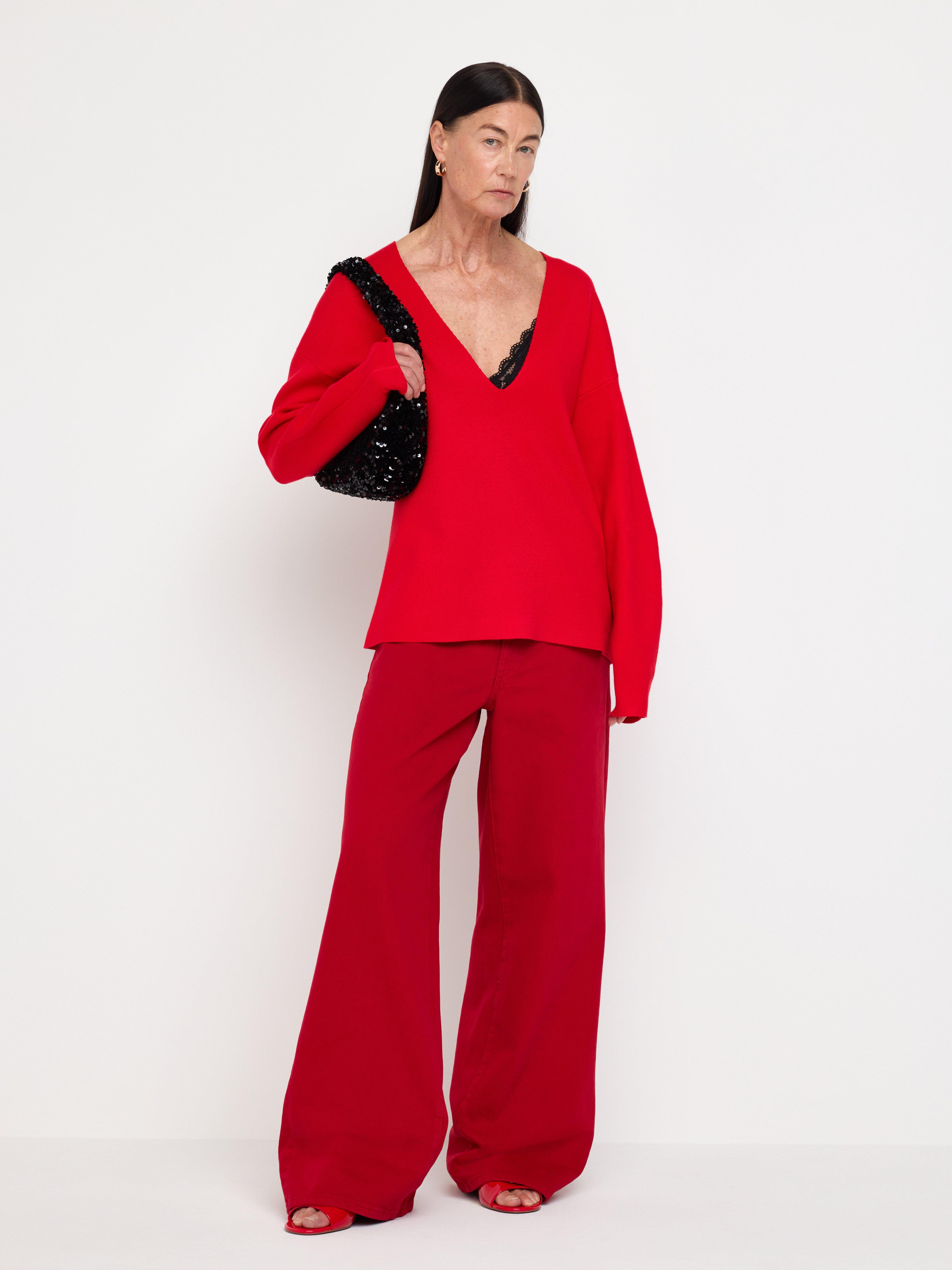 Sweater - Dame - Rød