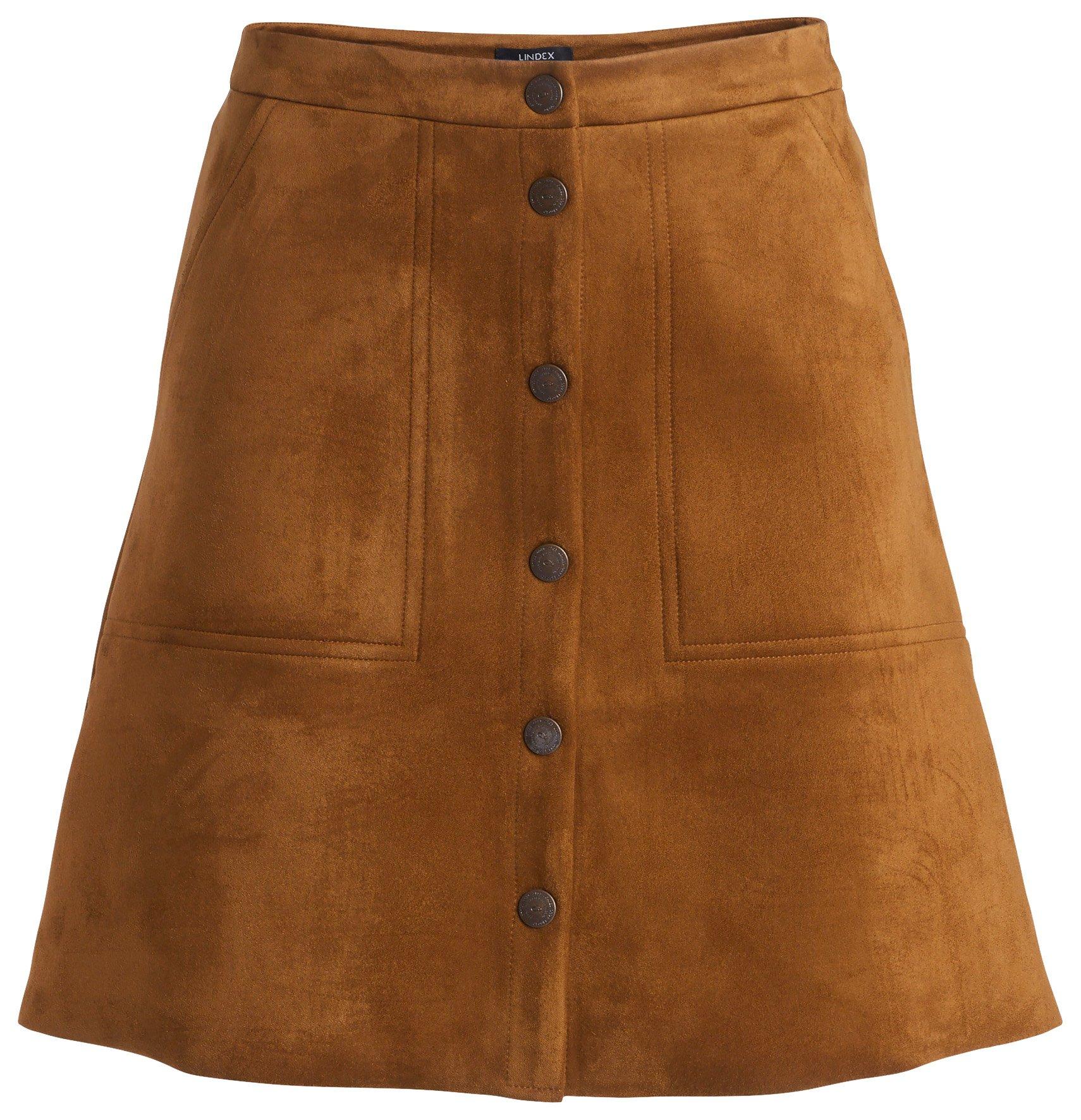 Skjørt i imitert semsket skinn