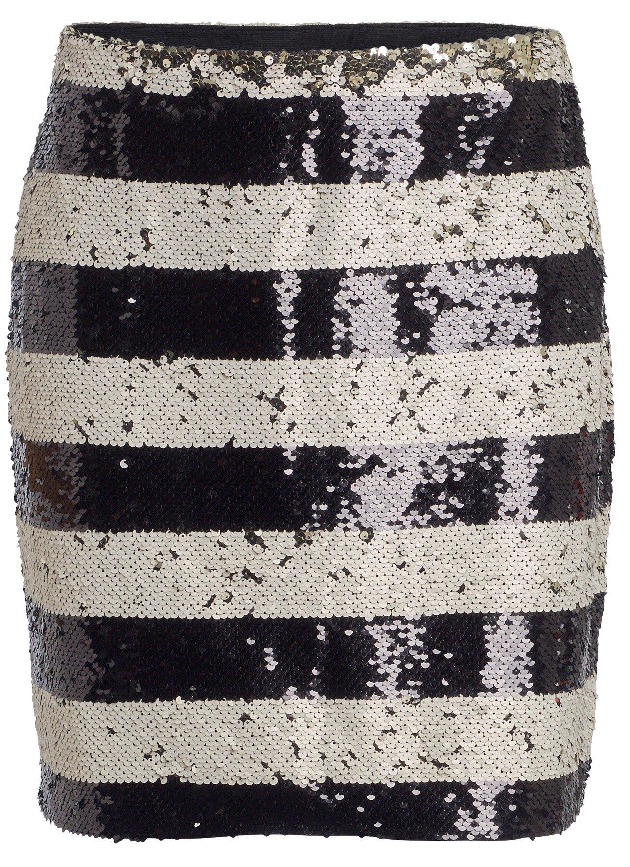 Black and white shop striped sequin skirt