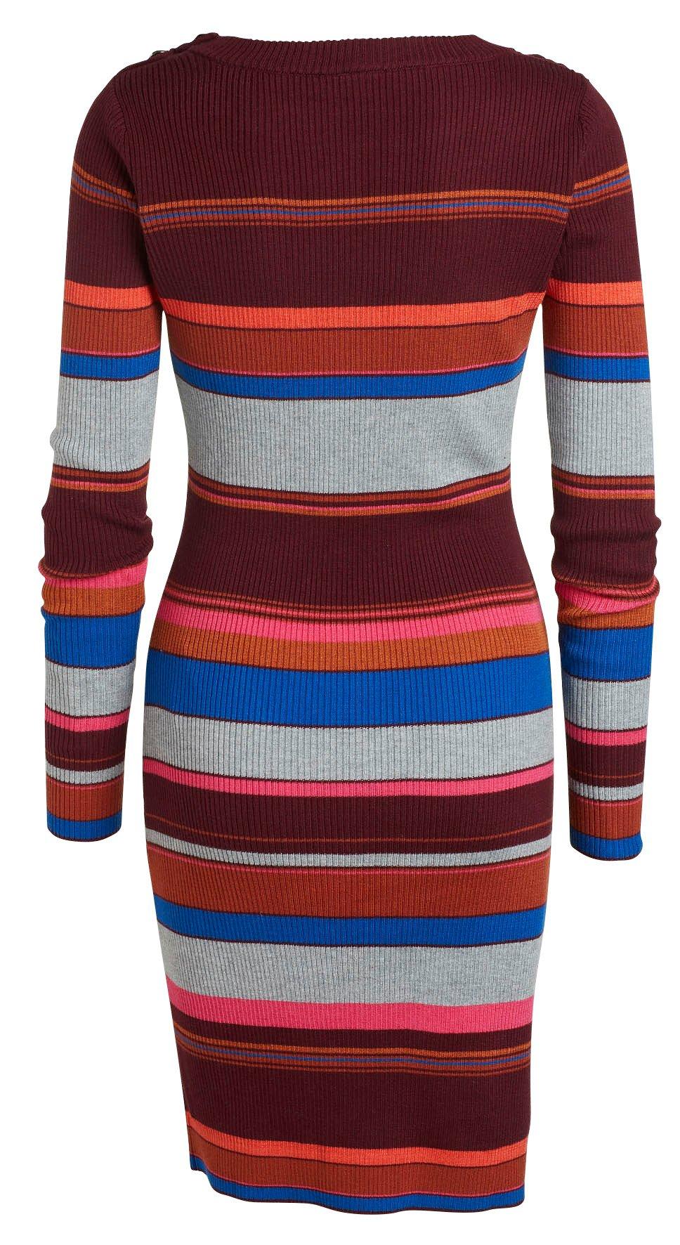 strapless open back dress Ribbed Knit Dress | Brown Stripes