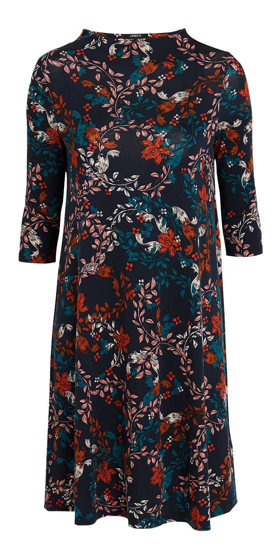 Mönstrad trikåklänning