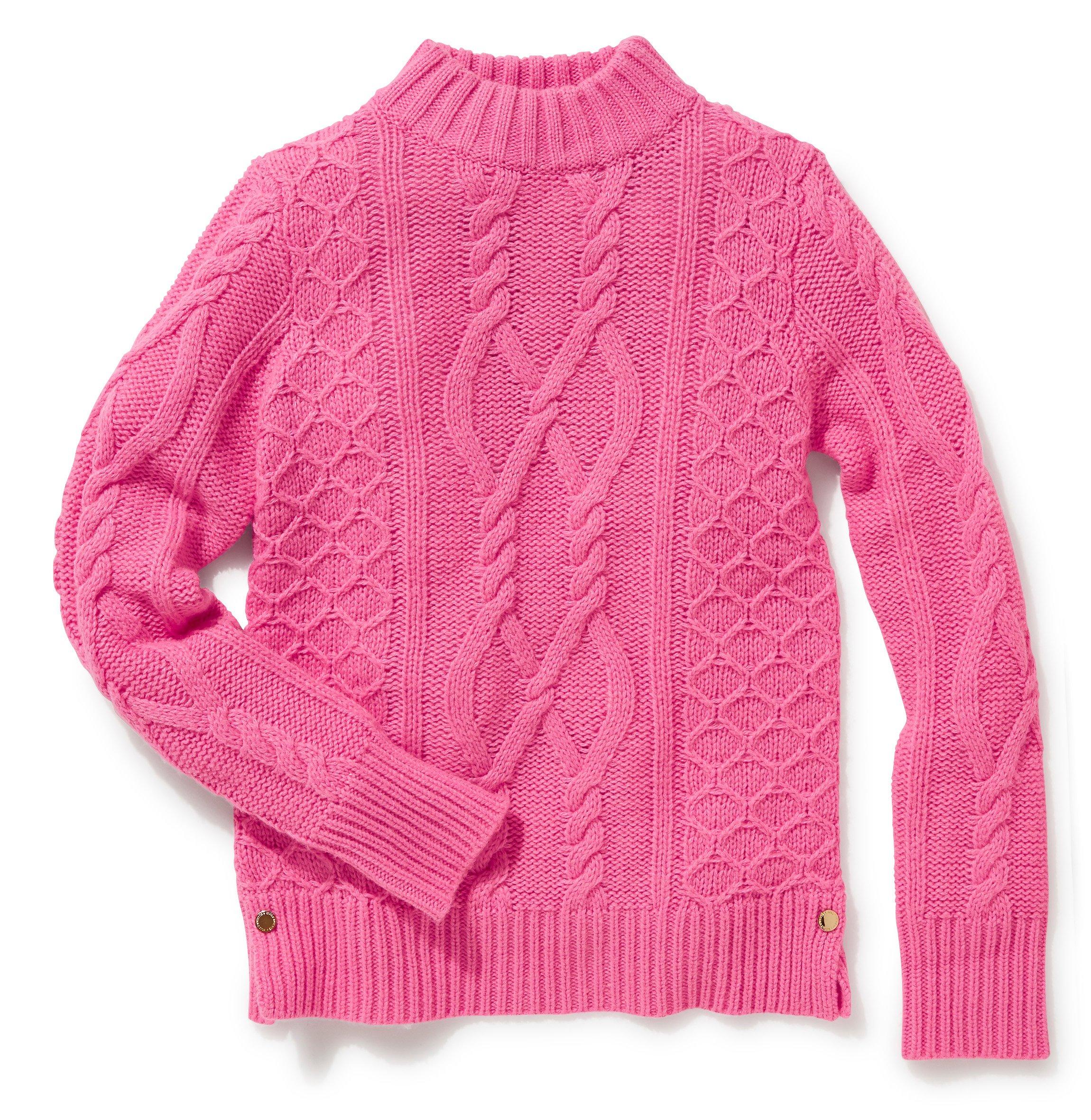 pink cable knit sweater