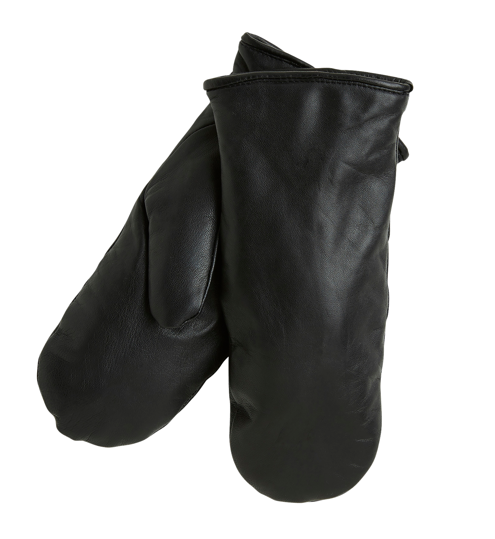 black leather mittens