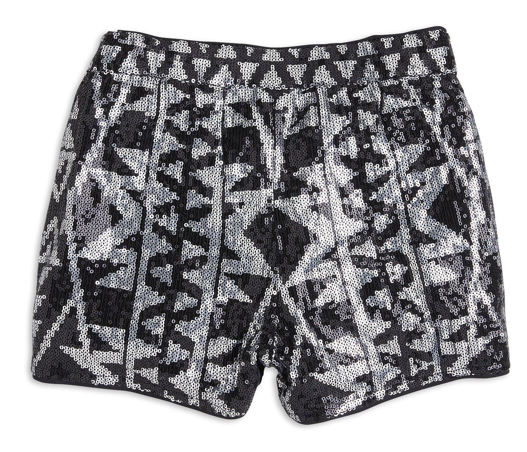 black and white sequin shorts