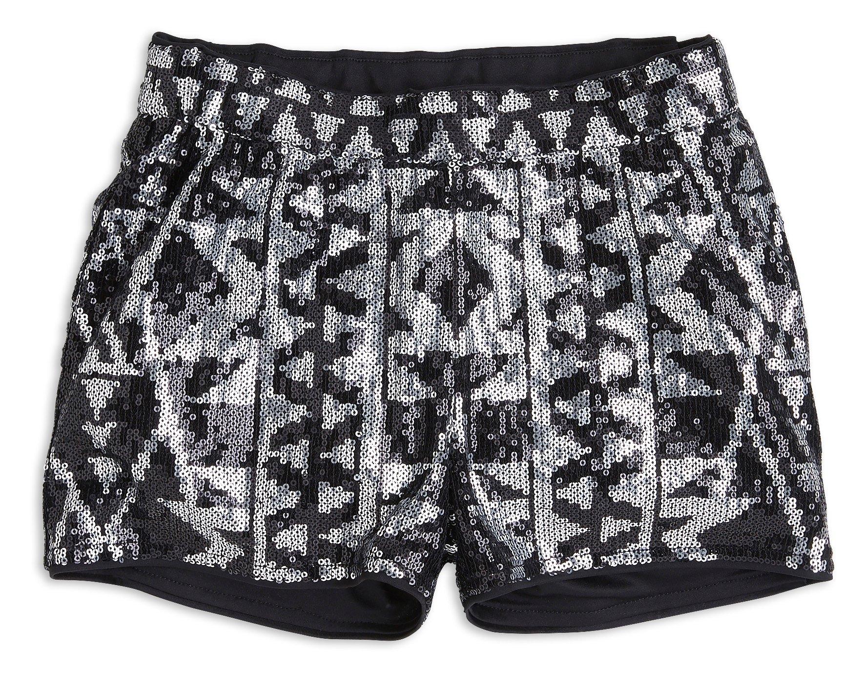 black and white sequin shorts