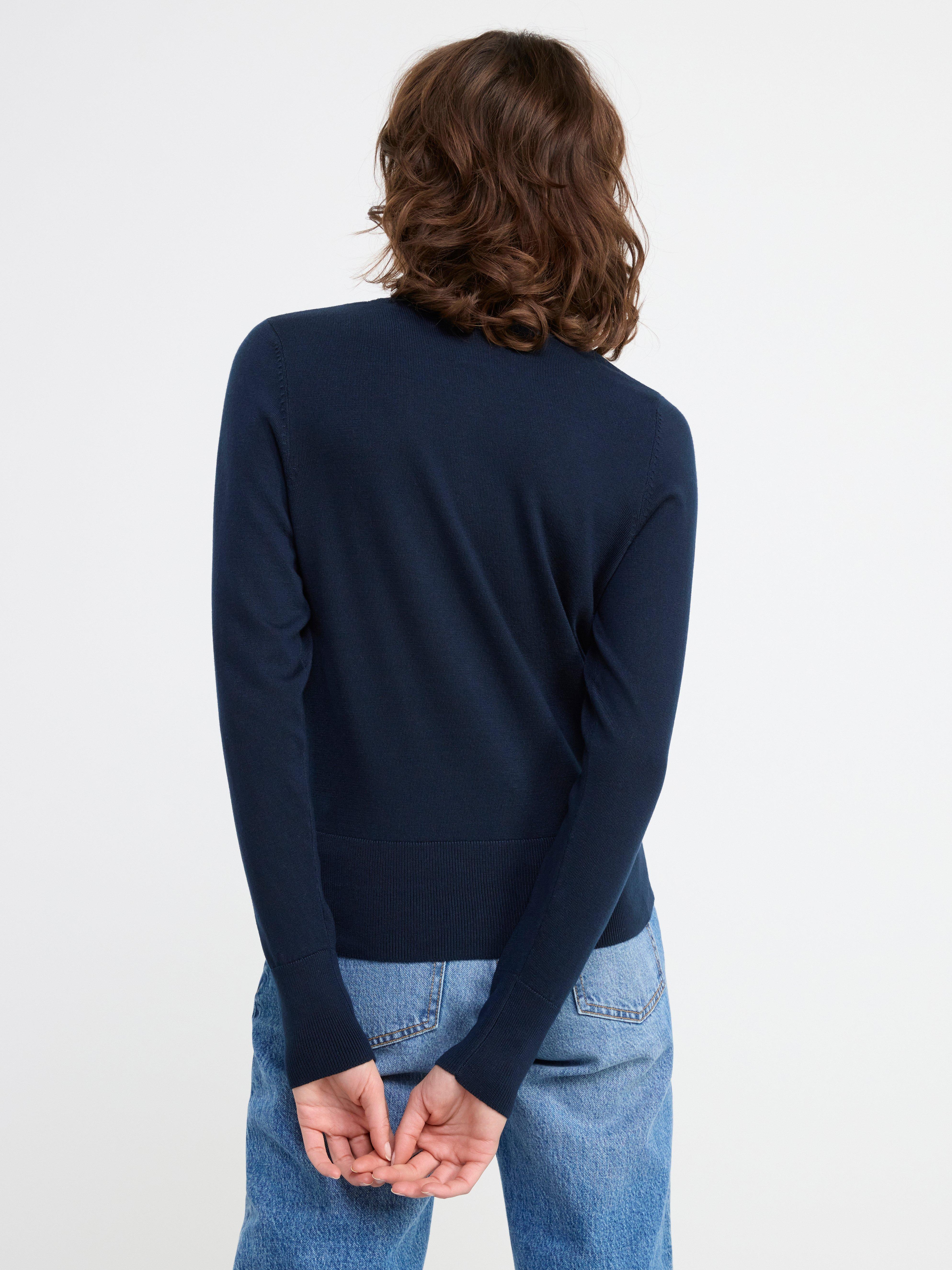blue fine knit jumper