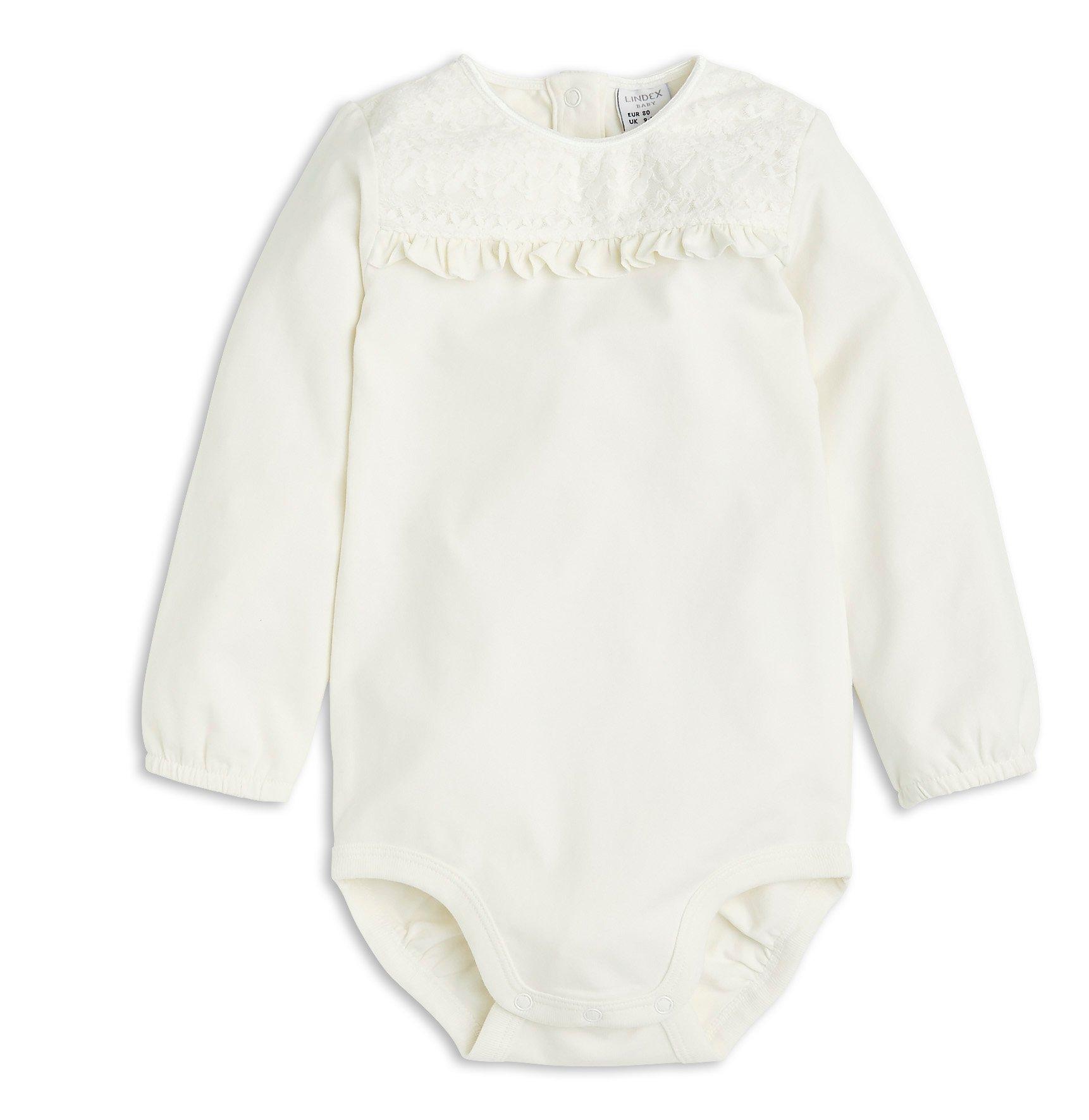 white frill bodysuit baby