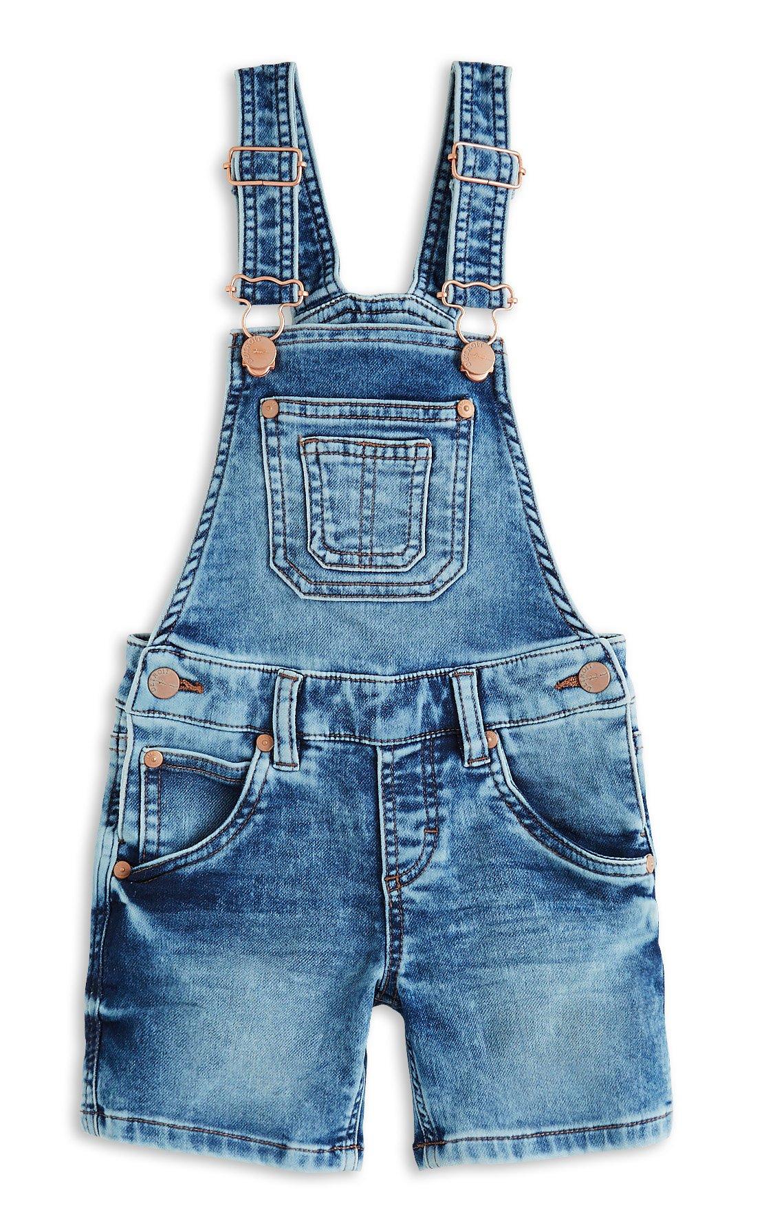 green dungaree shorts