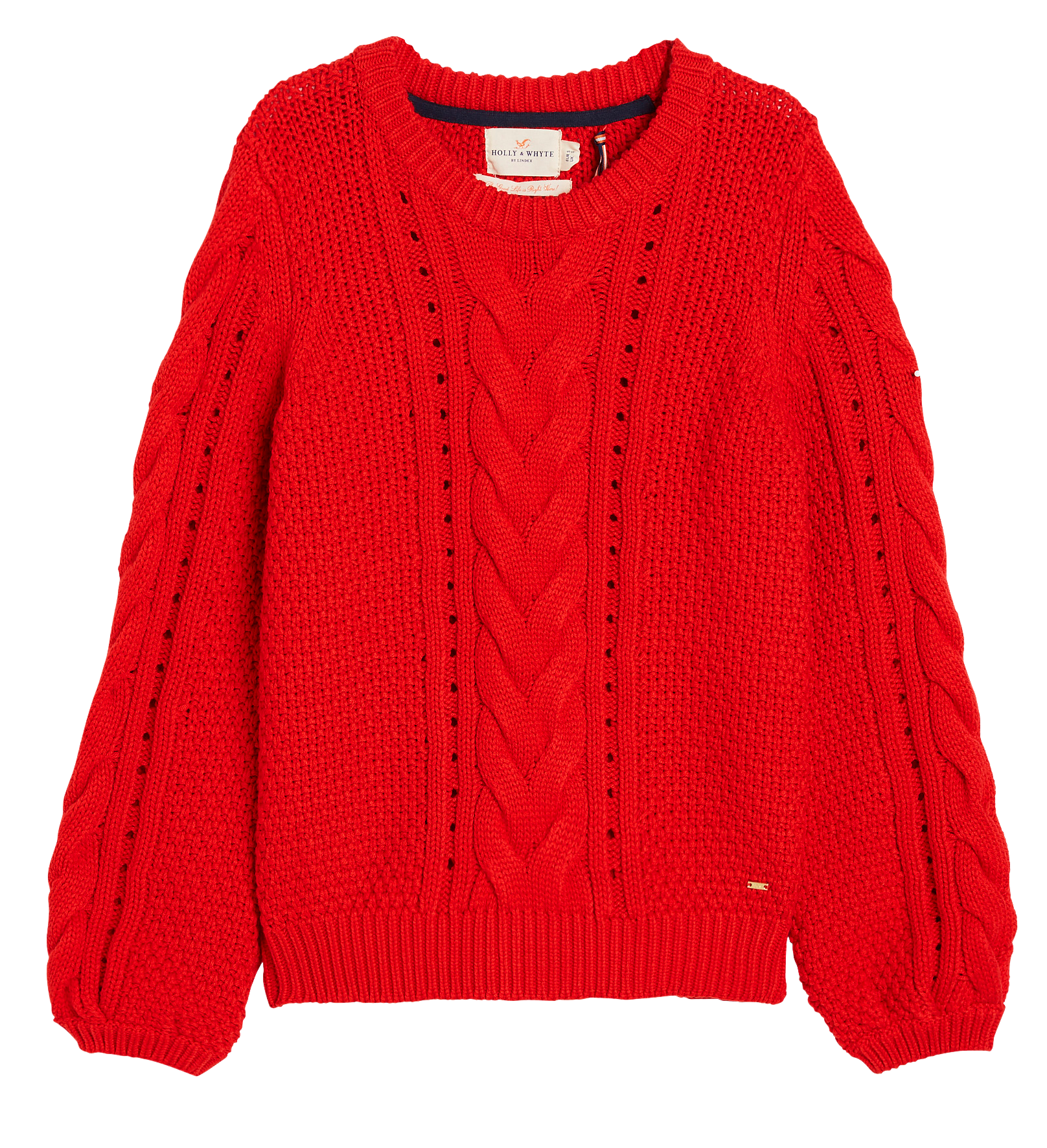 red cable knit sweater