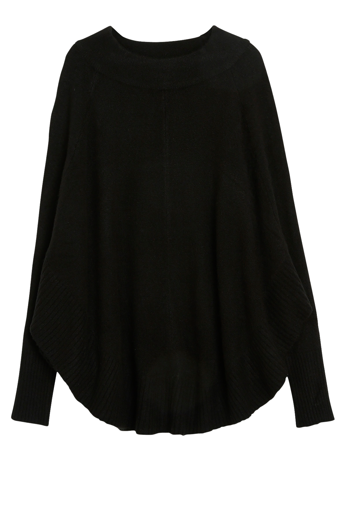 Stickad poncho med lång ärm