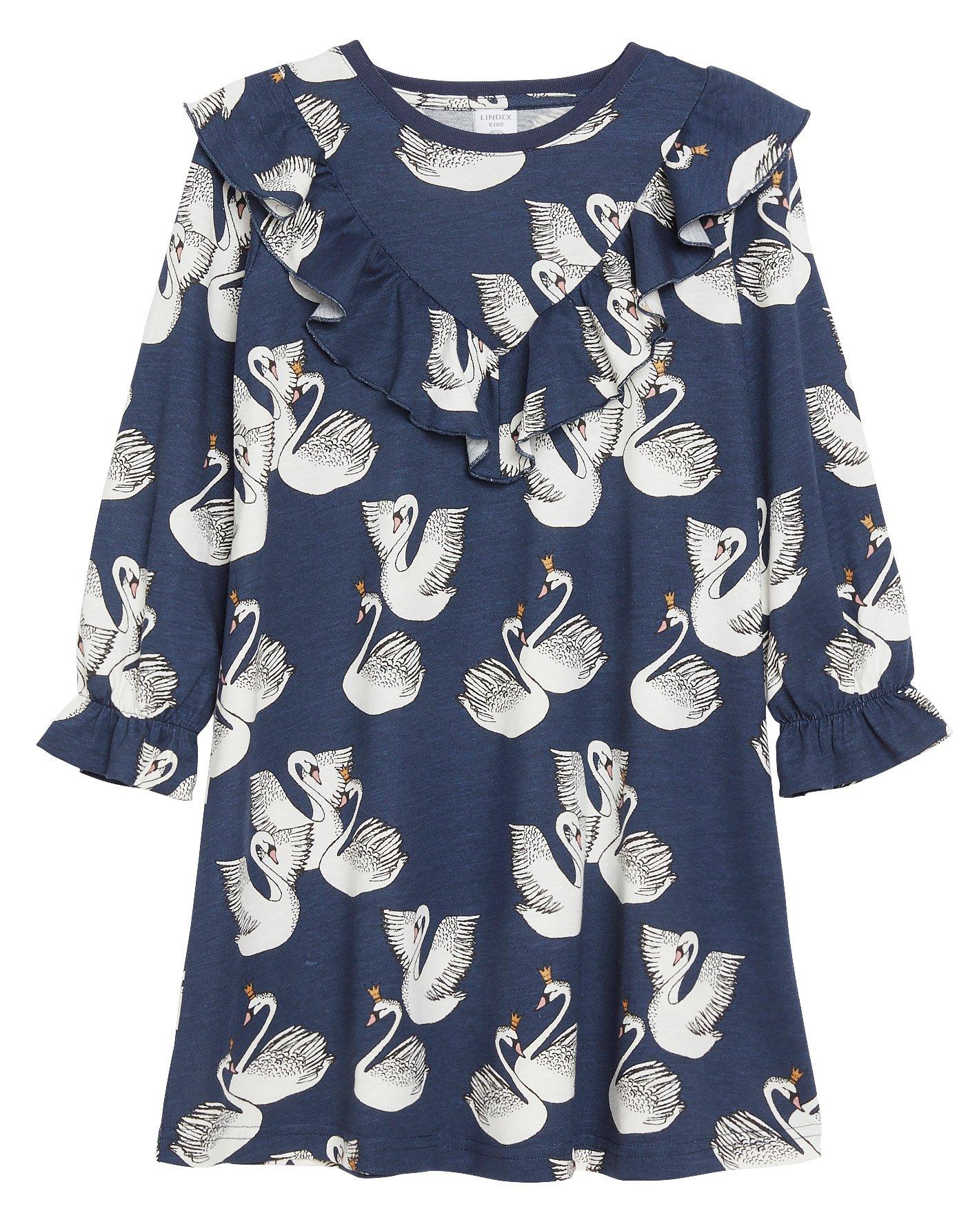 Mönstrad klänning med volang