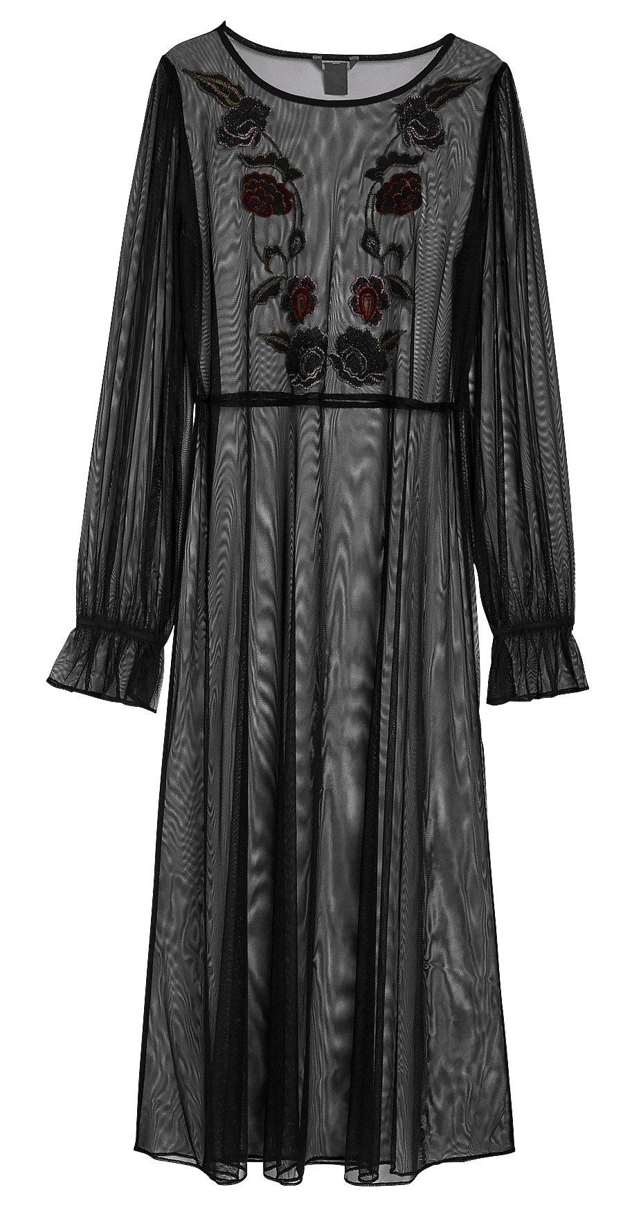 Mesh Dress with Embroidery