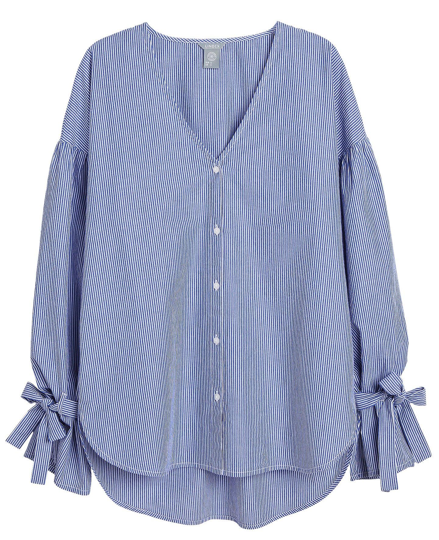 Bomullsblus med knytärm