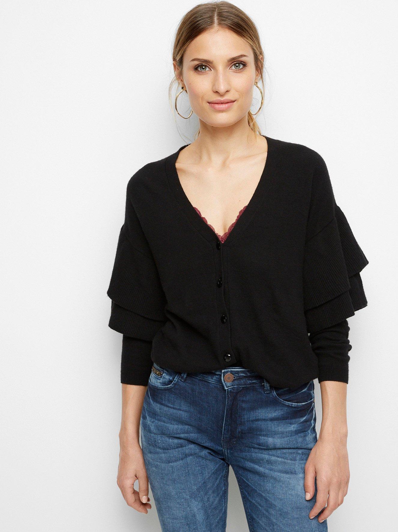 Cardigan with Flounce Sleeves