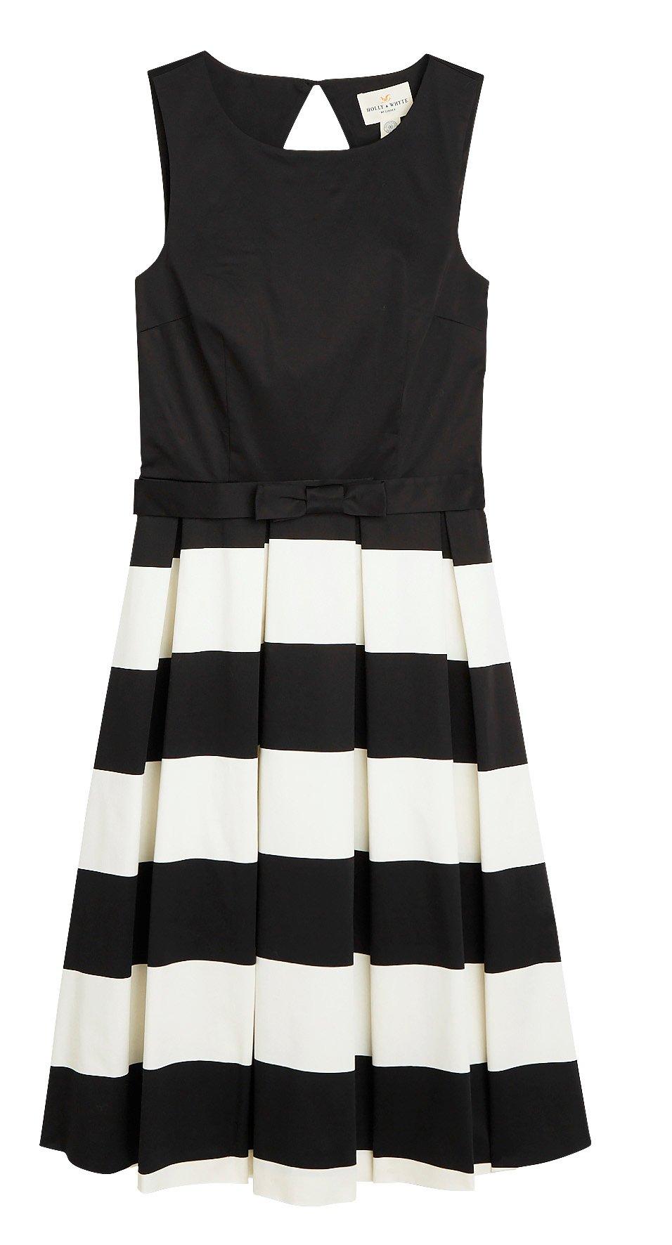 Raidallinen mekko, rusetti