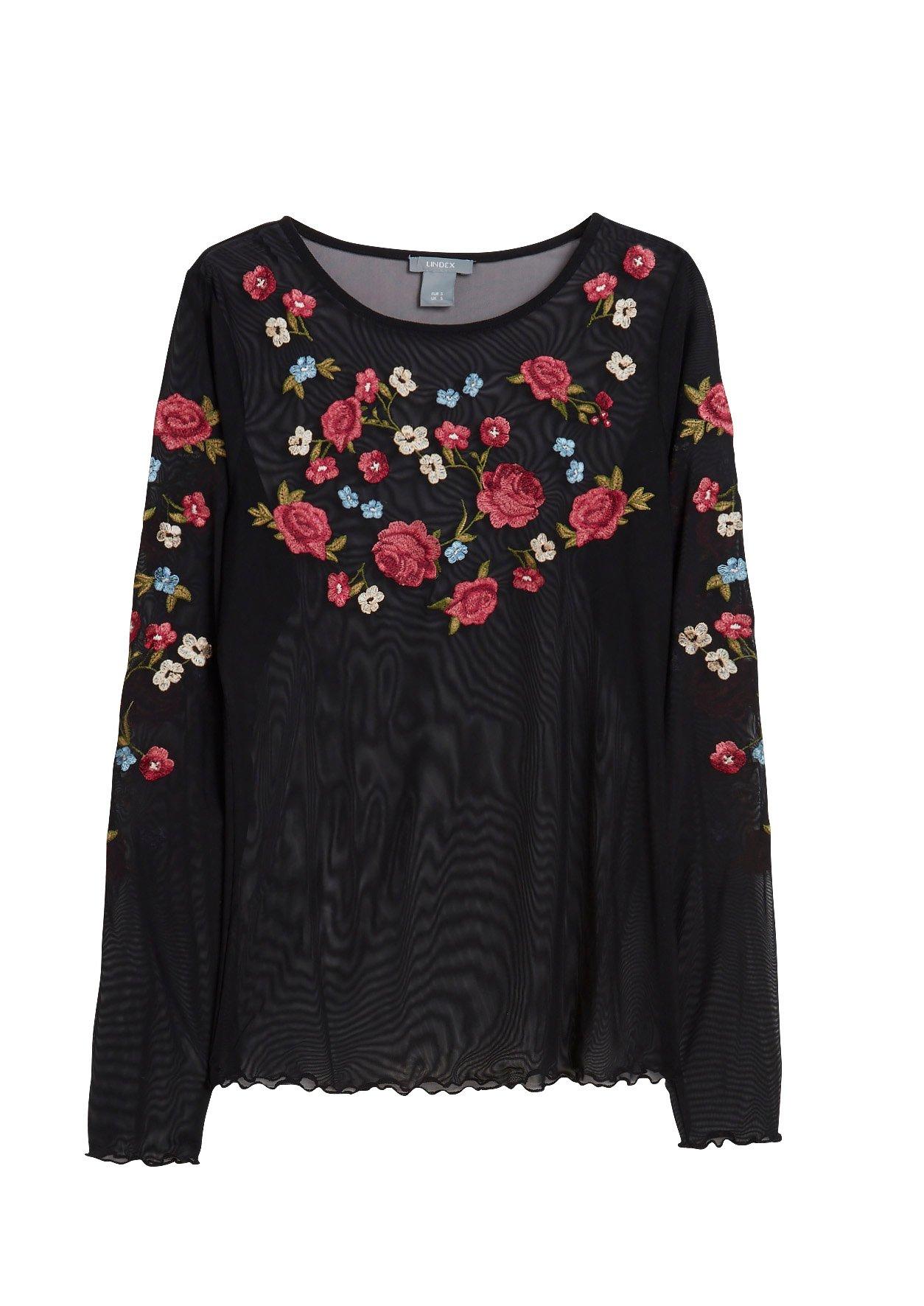 Topp med blomsterbroderi