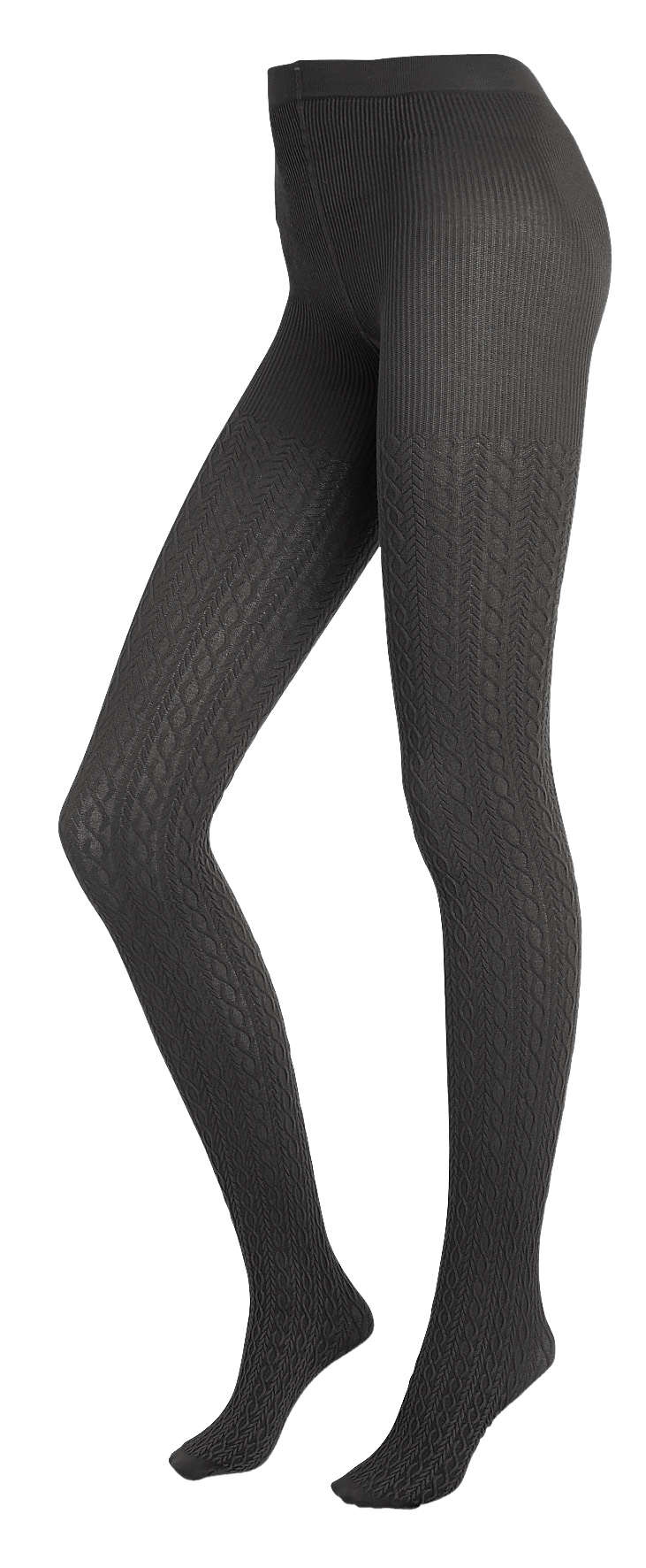 Lindex small cable knit tights in black