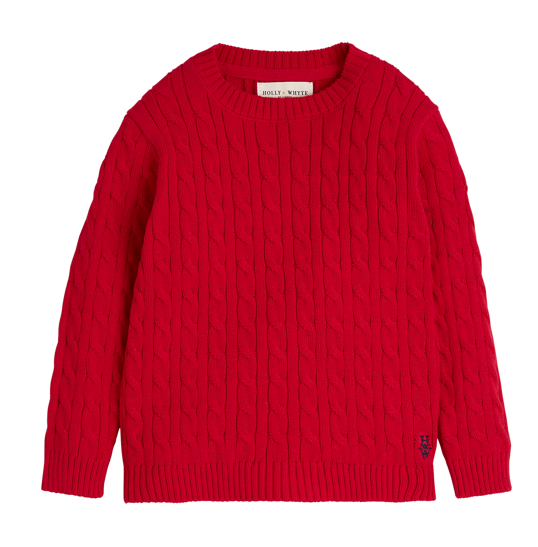 red cable knit sweater