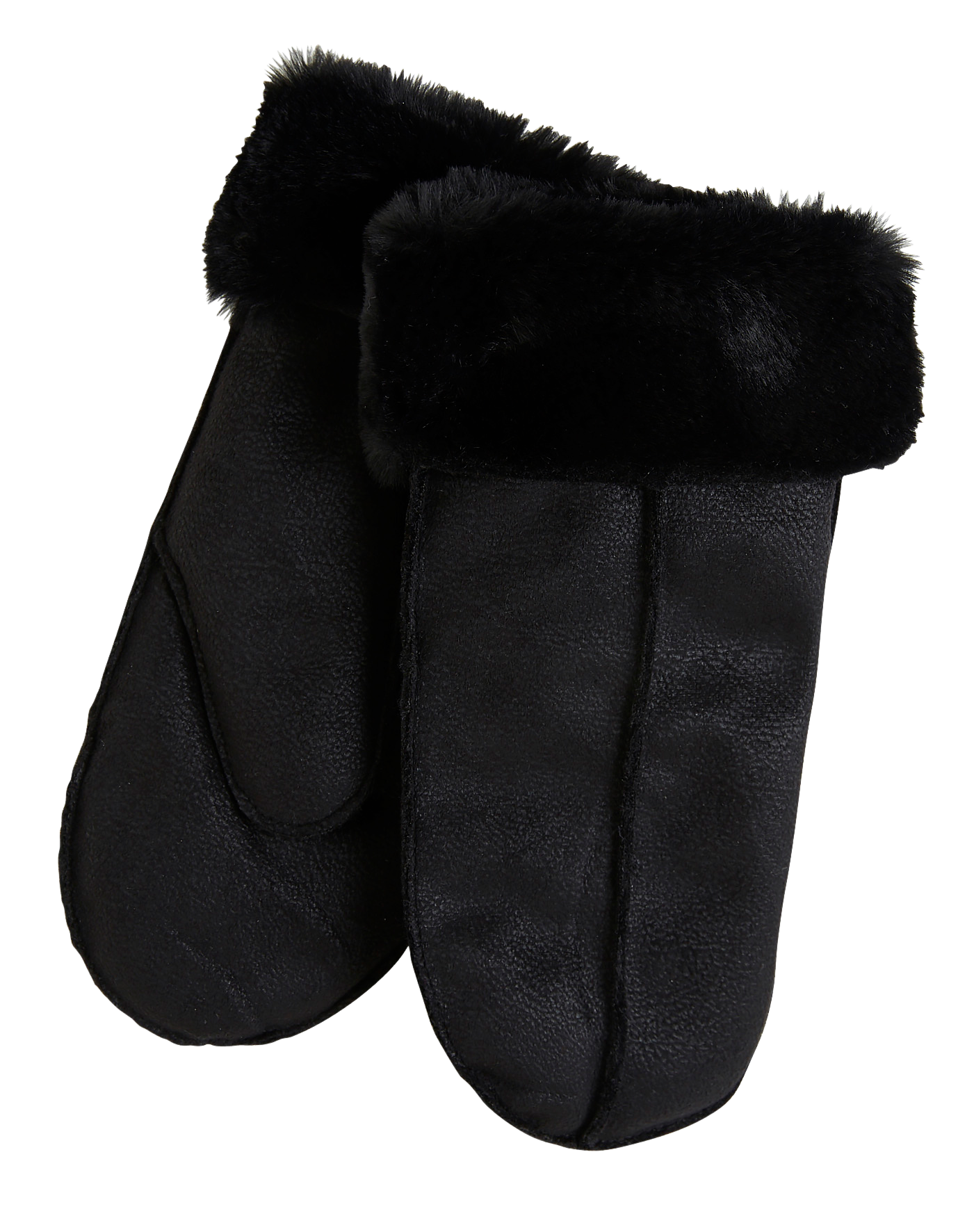 suede fur lined mittens