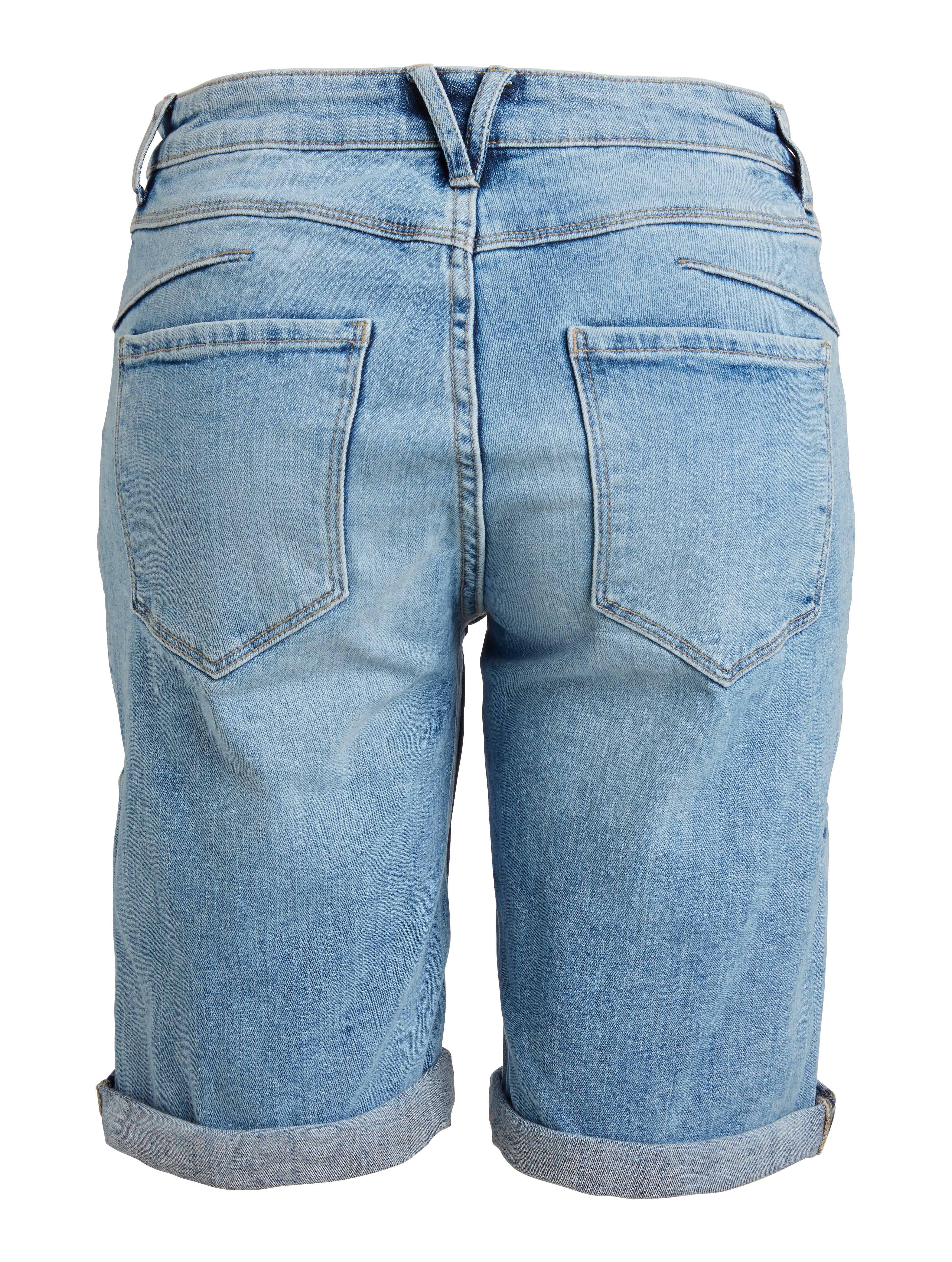 tapered denim shorts
