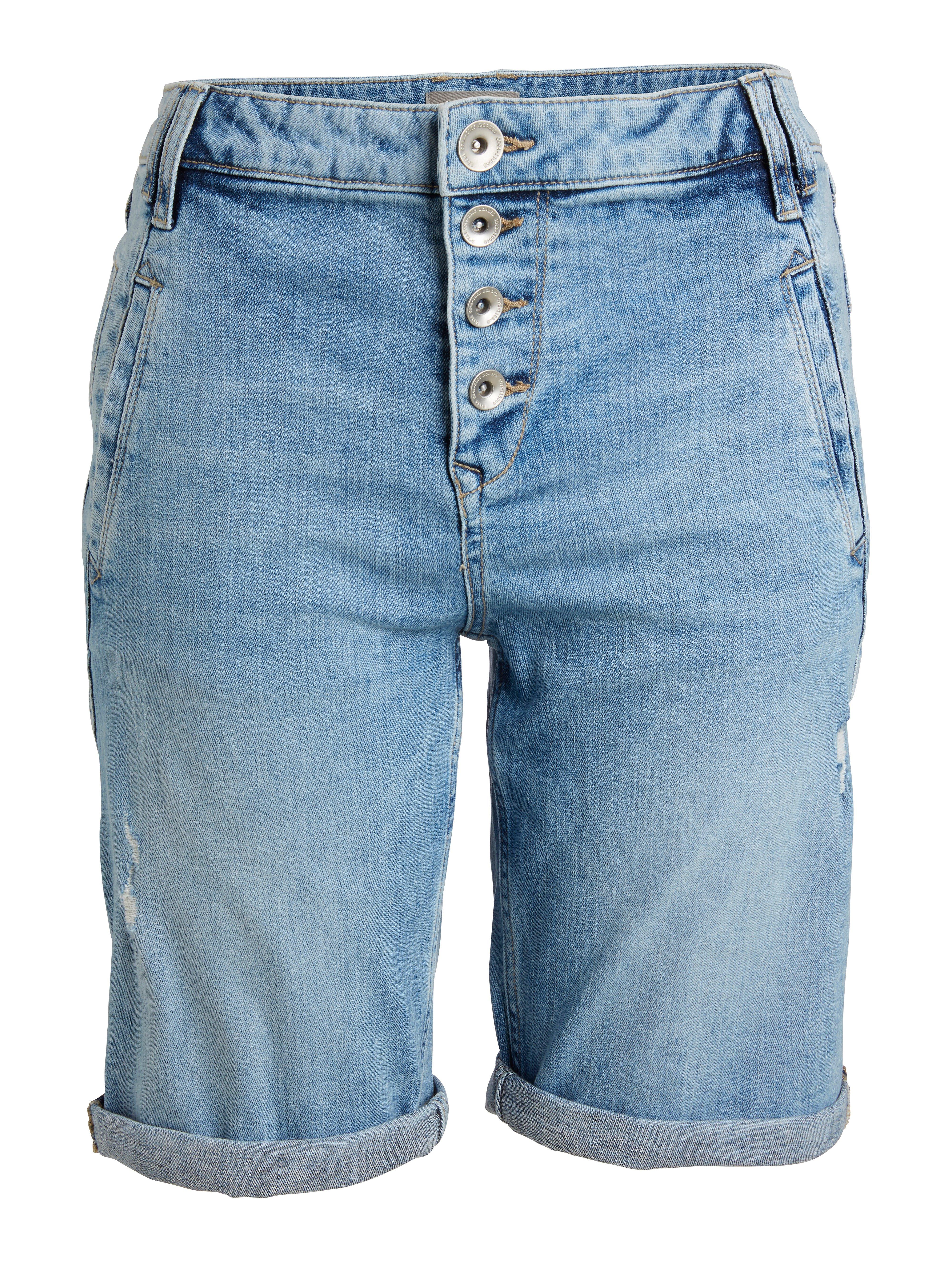 tapered denim shorts