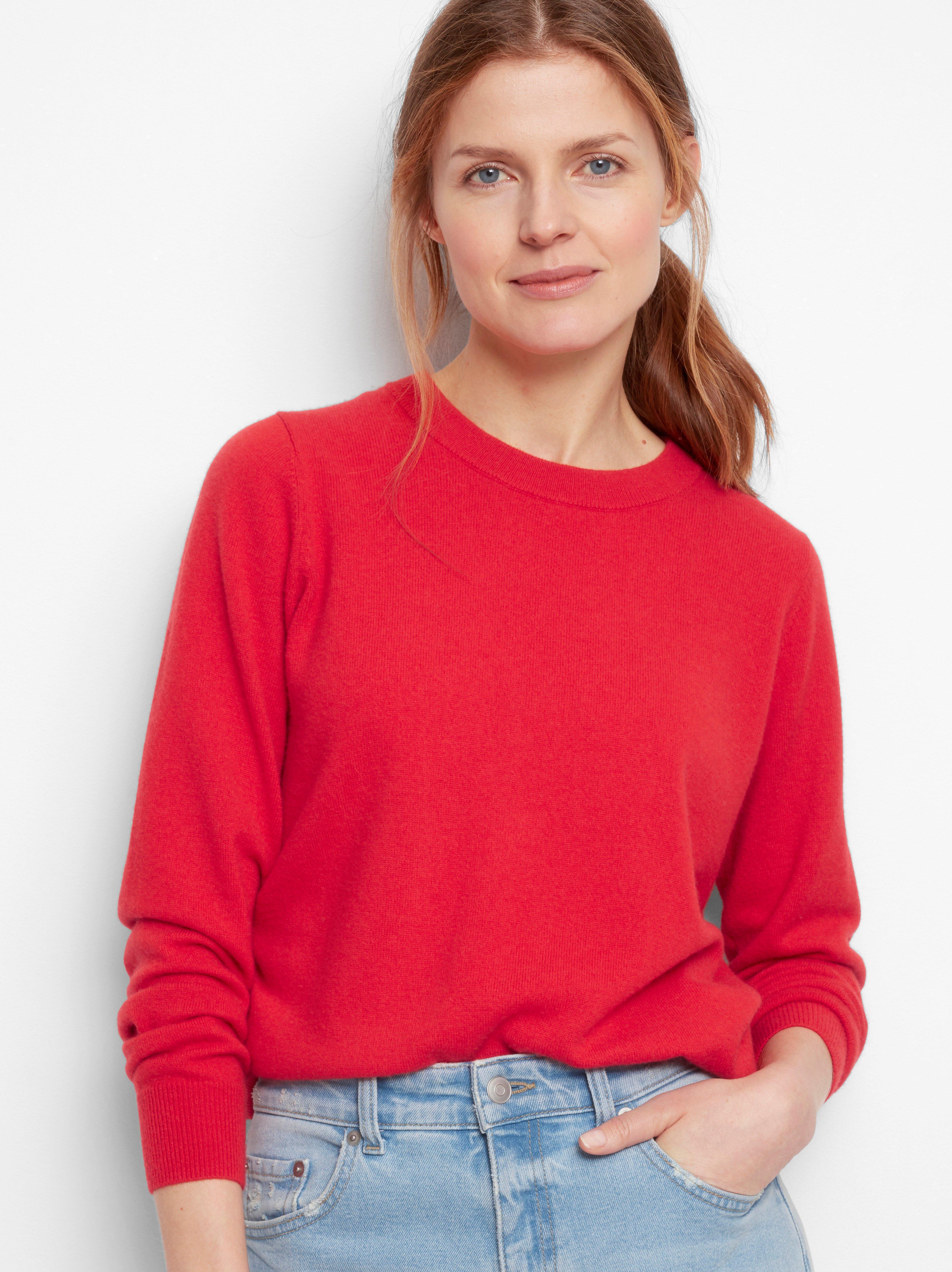 Ladies red cashmere sweater sale