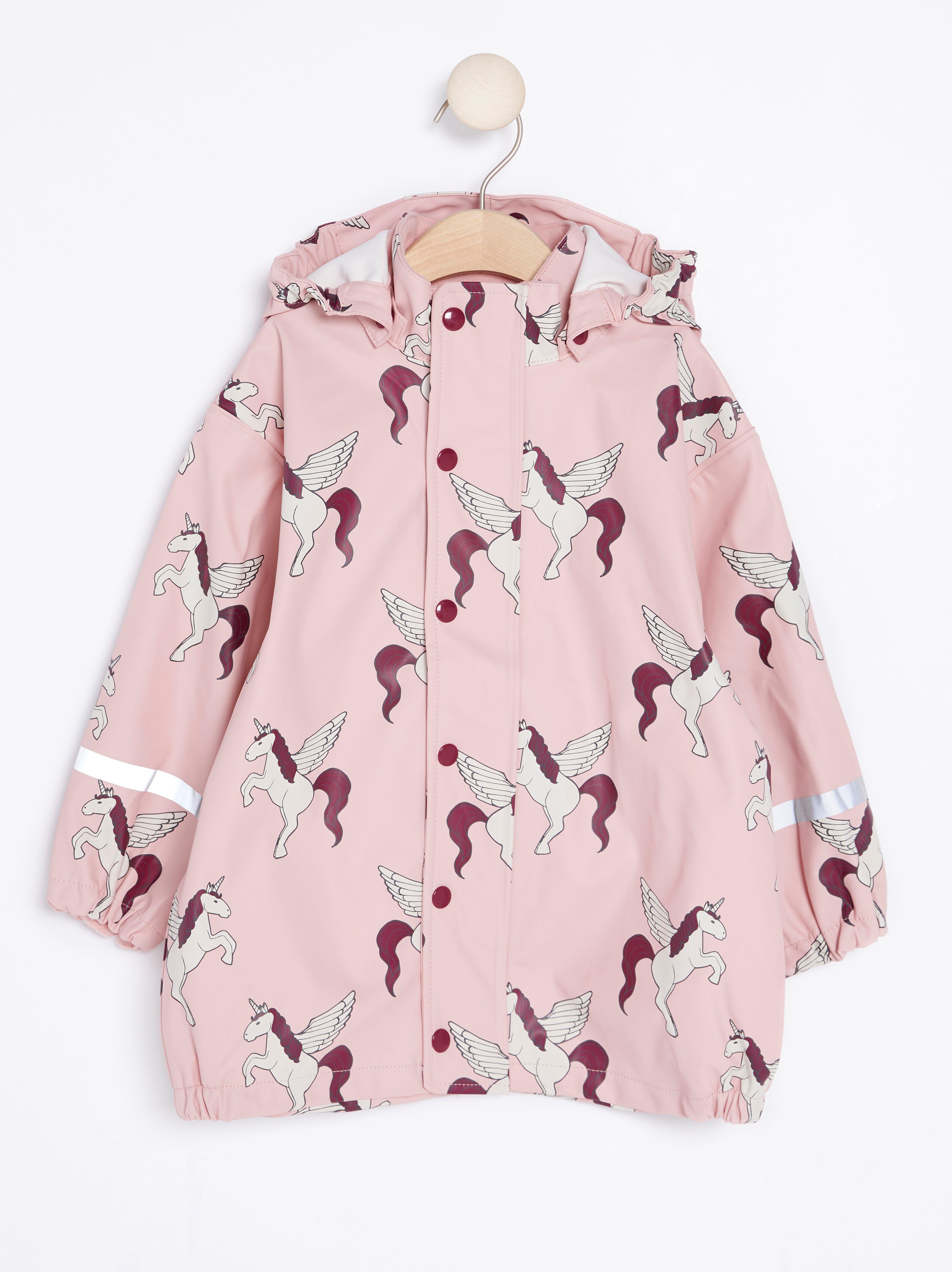 patterned rain jacket