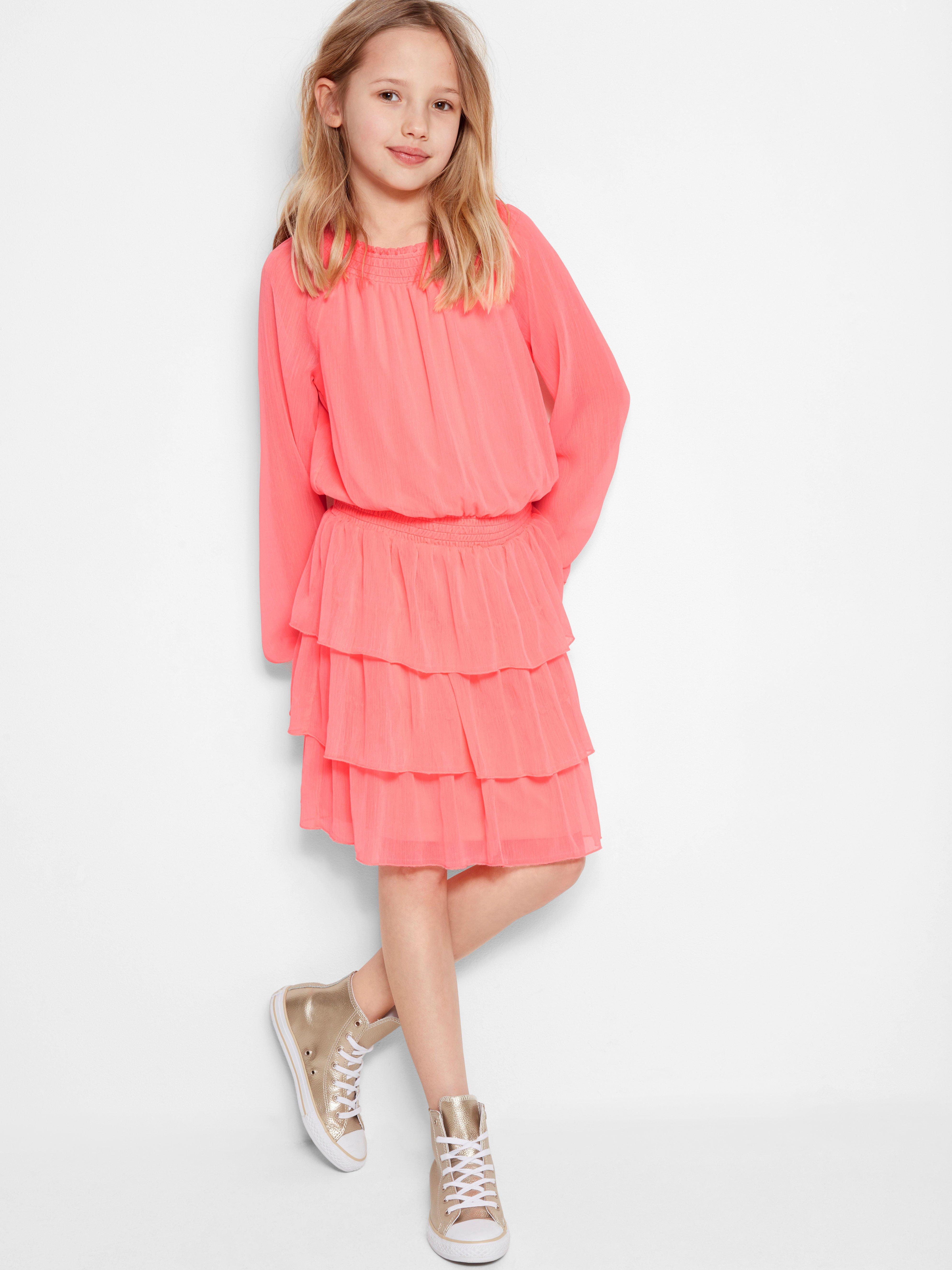 coral chiffon dress