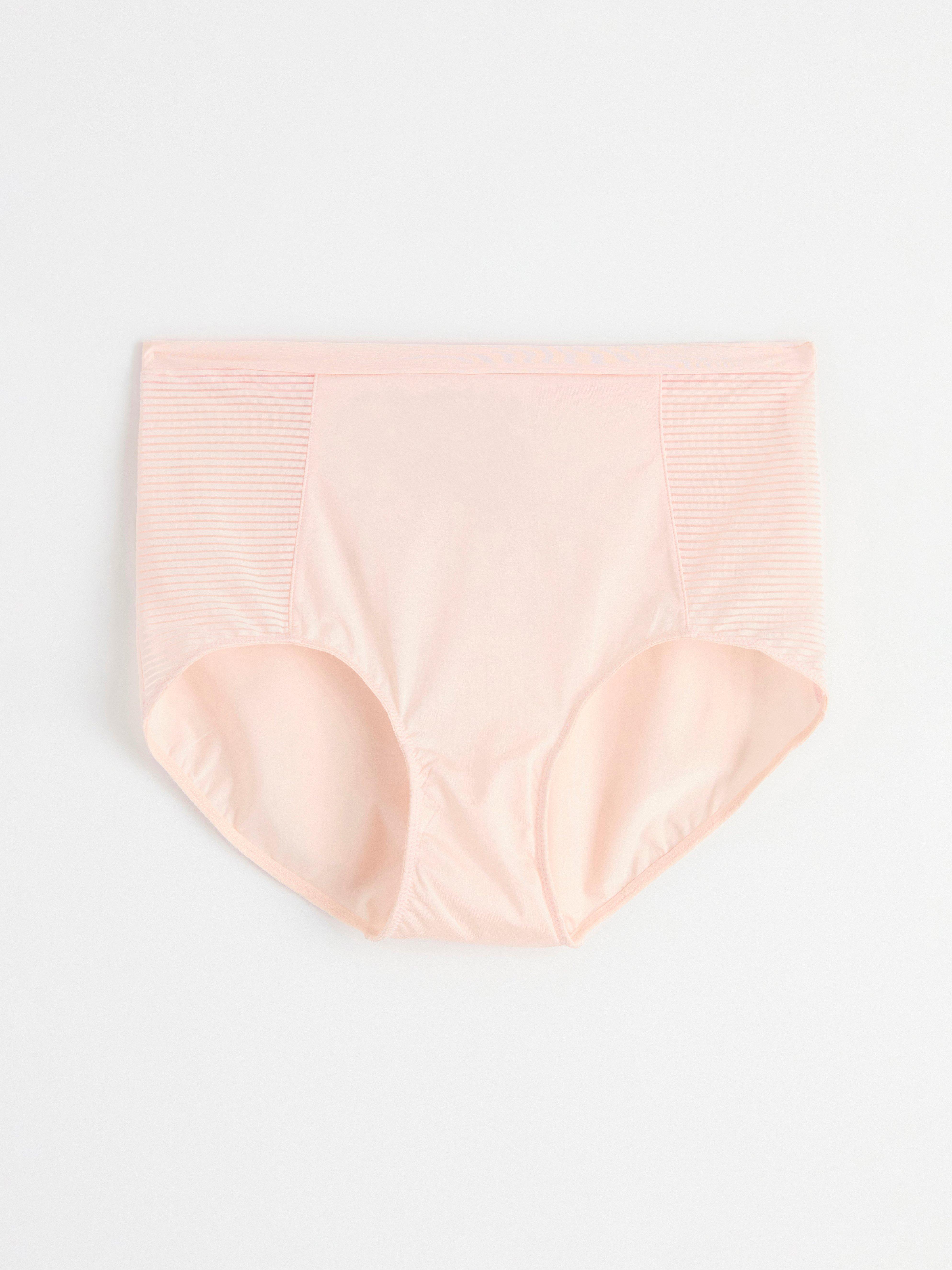 High waist brief with striped mesh