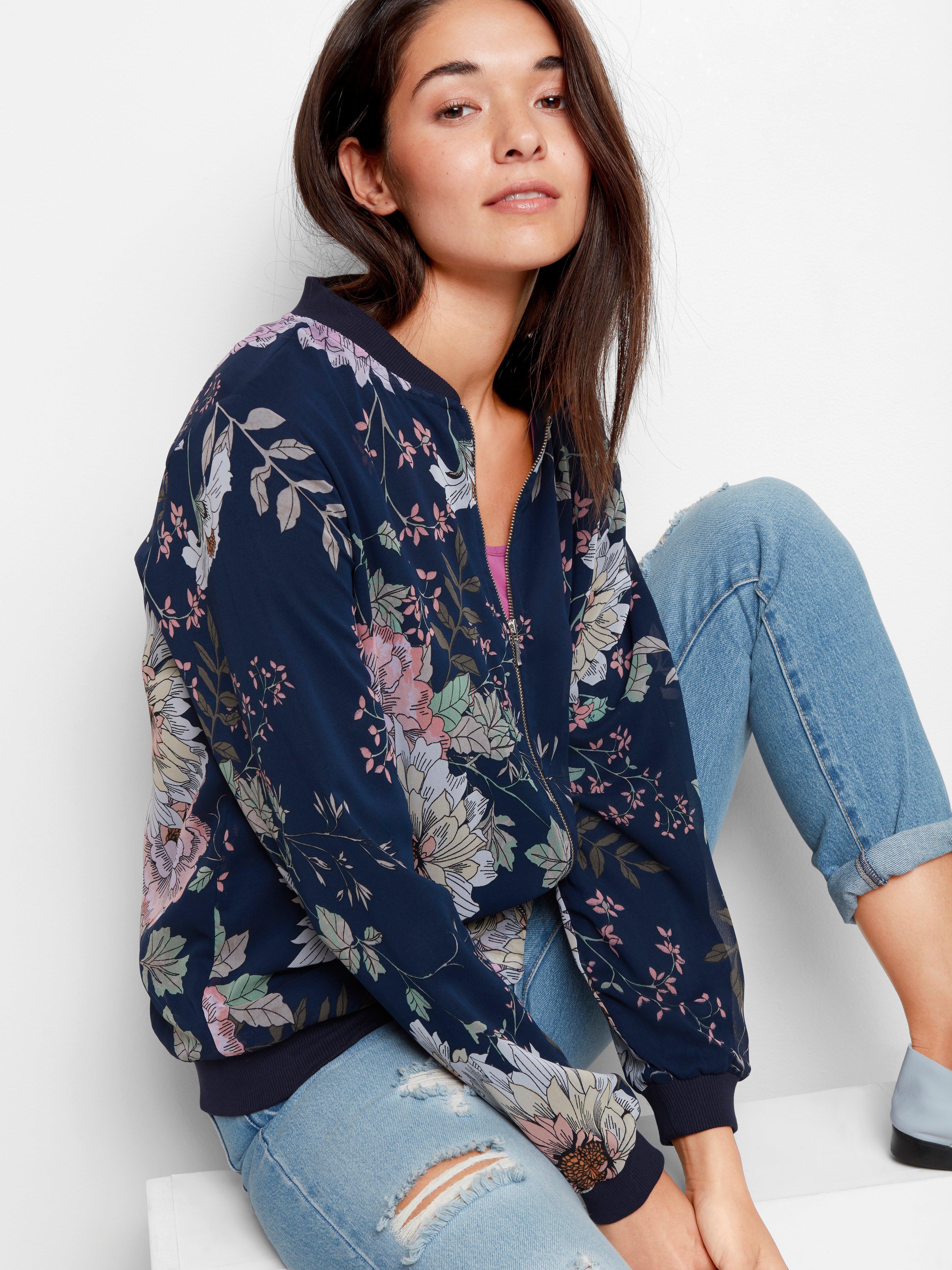 Navy blue chiffon clearance jacket