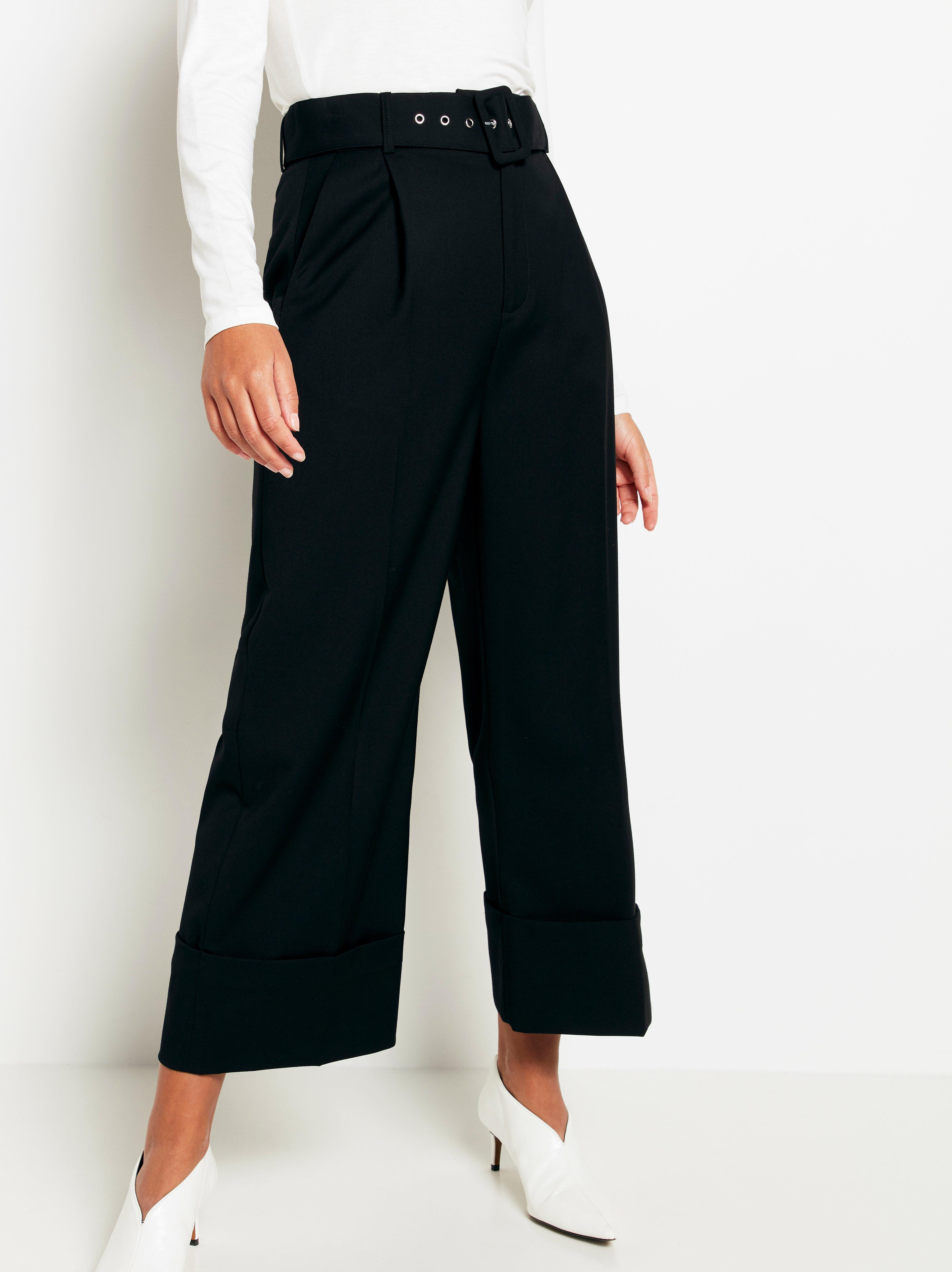 high waisted black trousers with belt