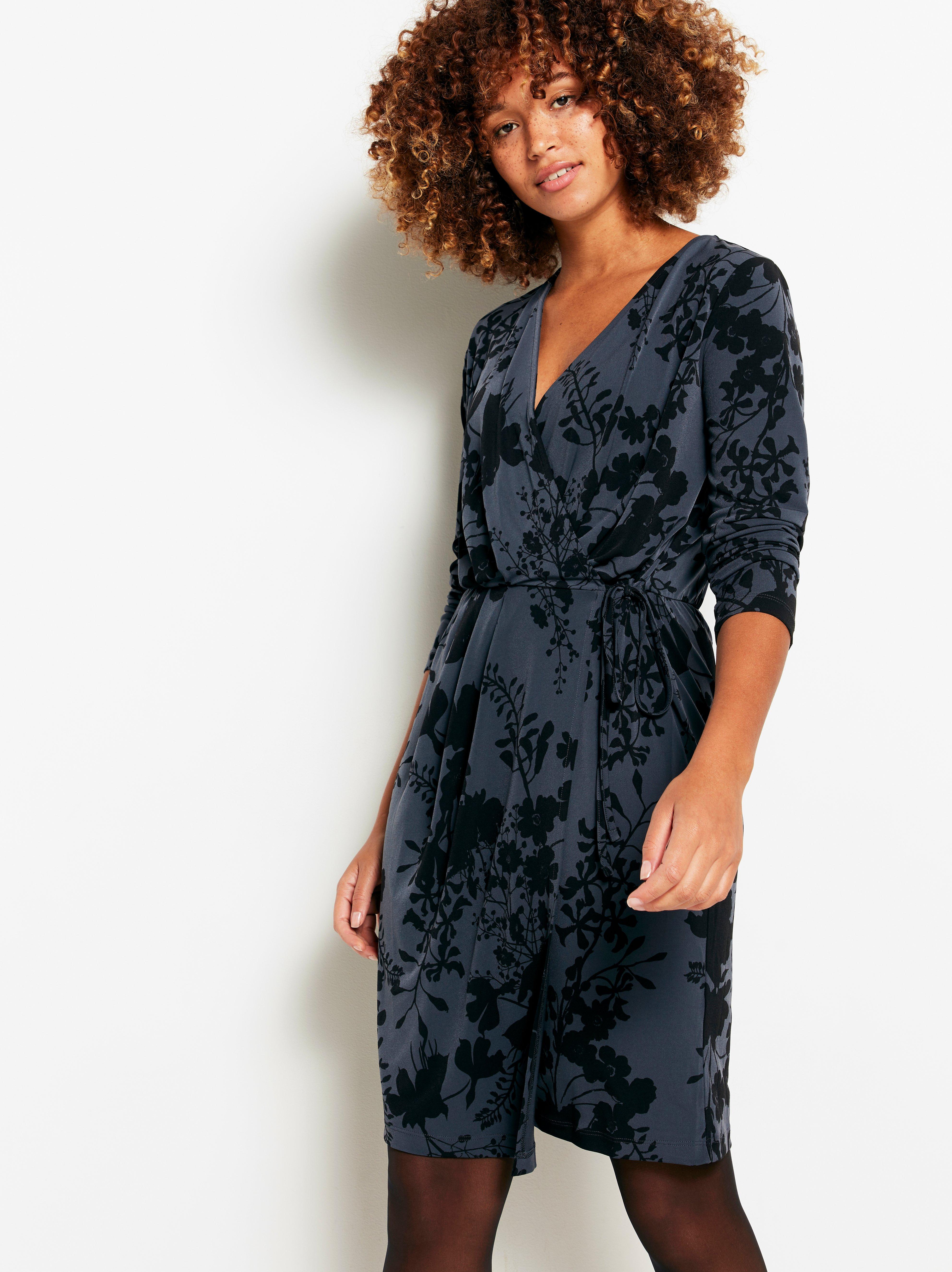 Patterned sales wrap dress